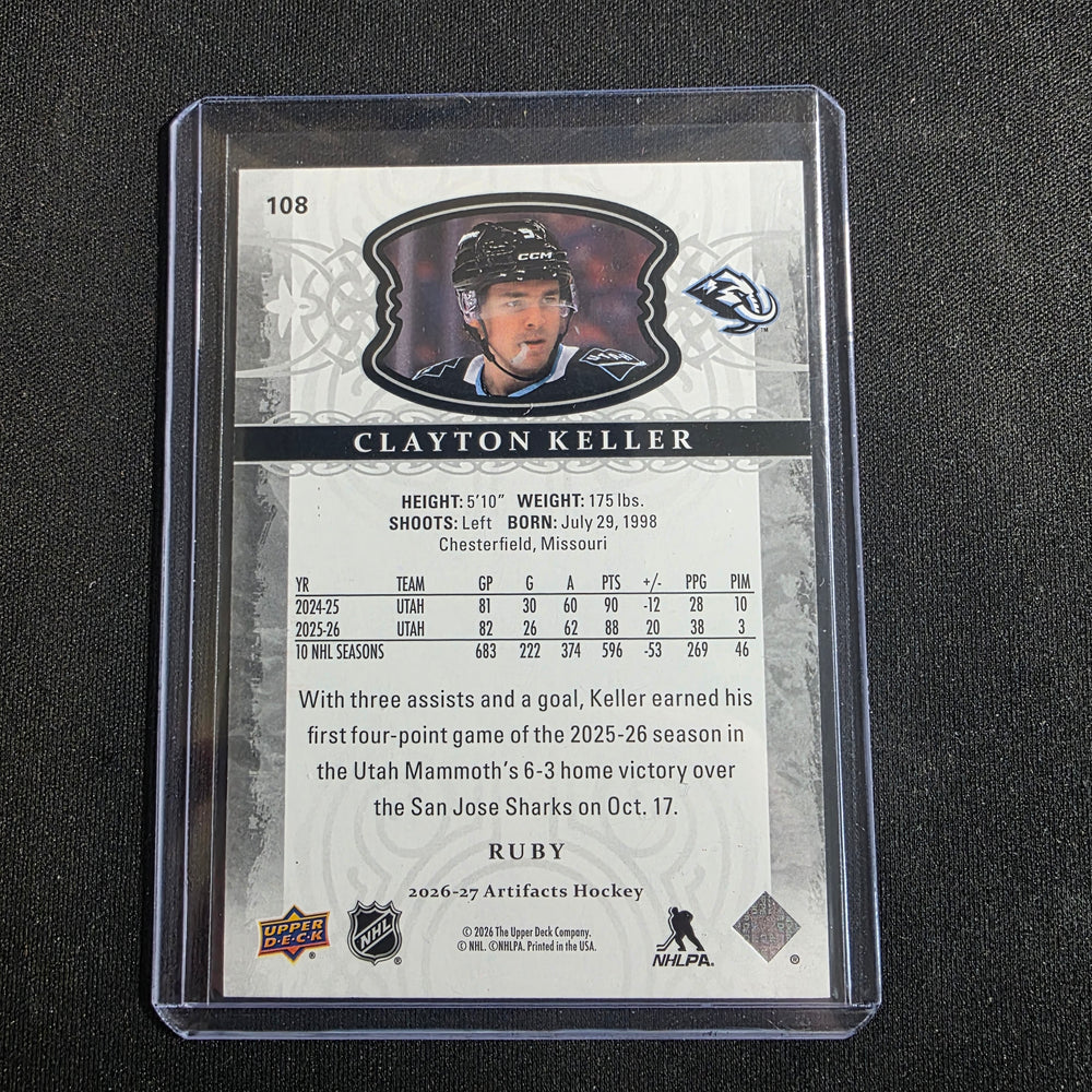 2025-26 Upper Deck Artifacts Stars Ruby Clayton Keller 095/499 Utah Mammoth