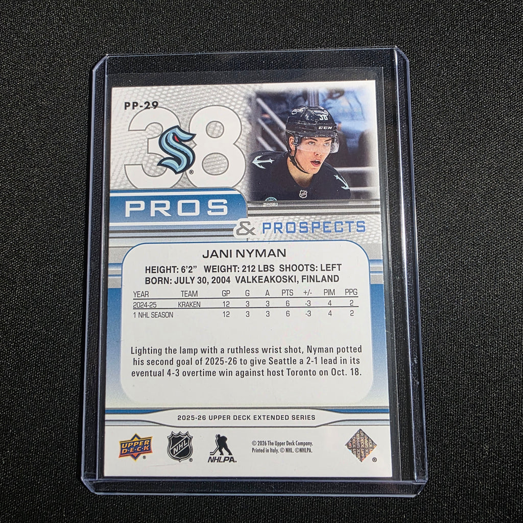 2025-26 Upper Deck Extended Series Pros & Prospects PP-29 Jani Nyman Seattle Kraken