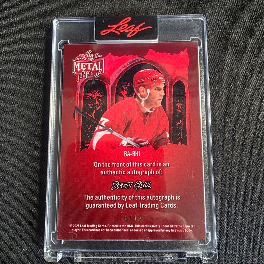 2025 Leaf Metal Brett Hull Auto Red 6/13 BA-BH1 Detroit Red Wings
