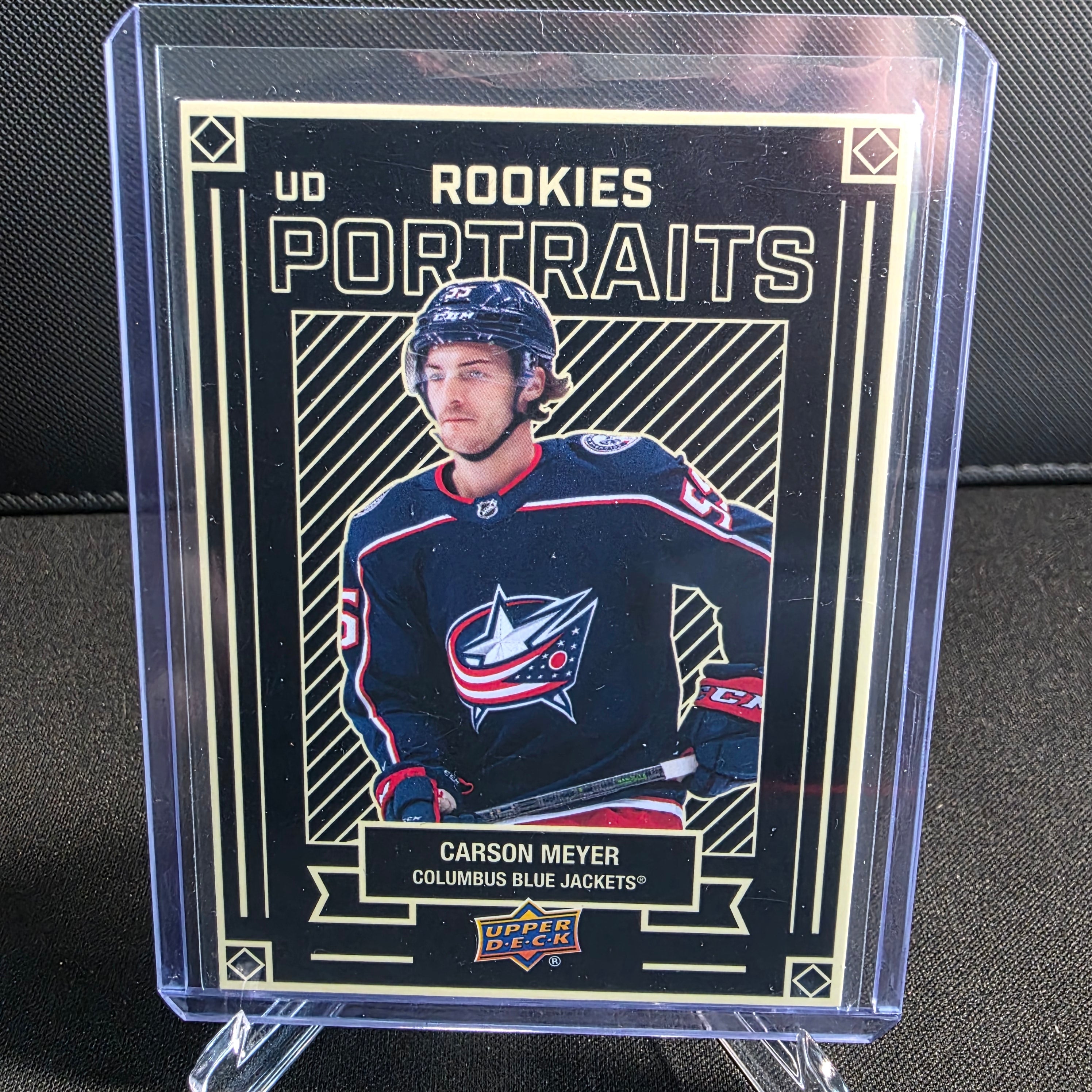 2022-23 Upper Deck Series 2 UD Rookies Portraits P-59 Carson Meyer Columbus Blue Jackets