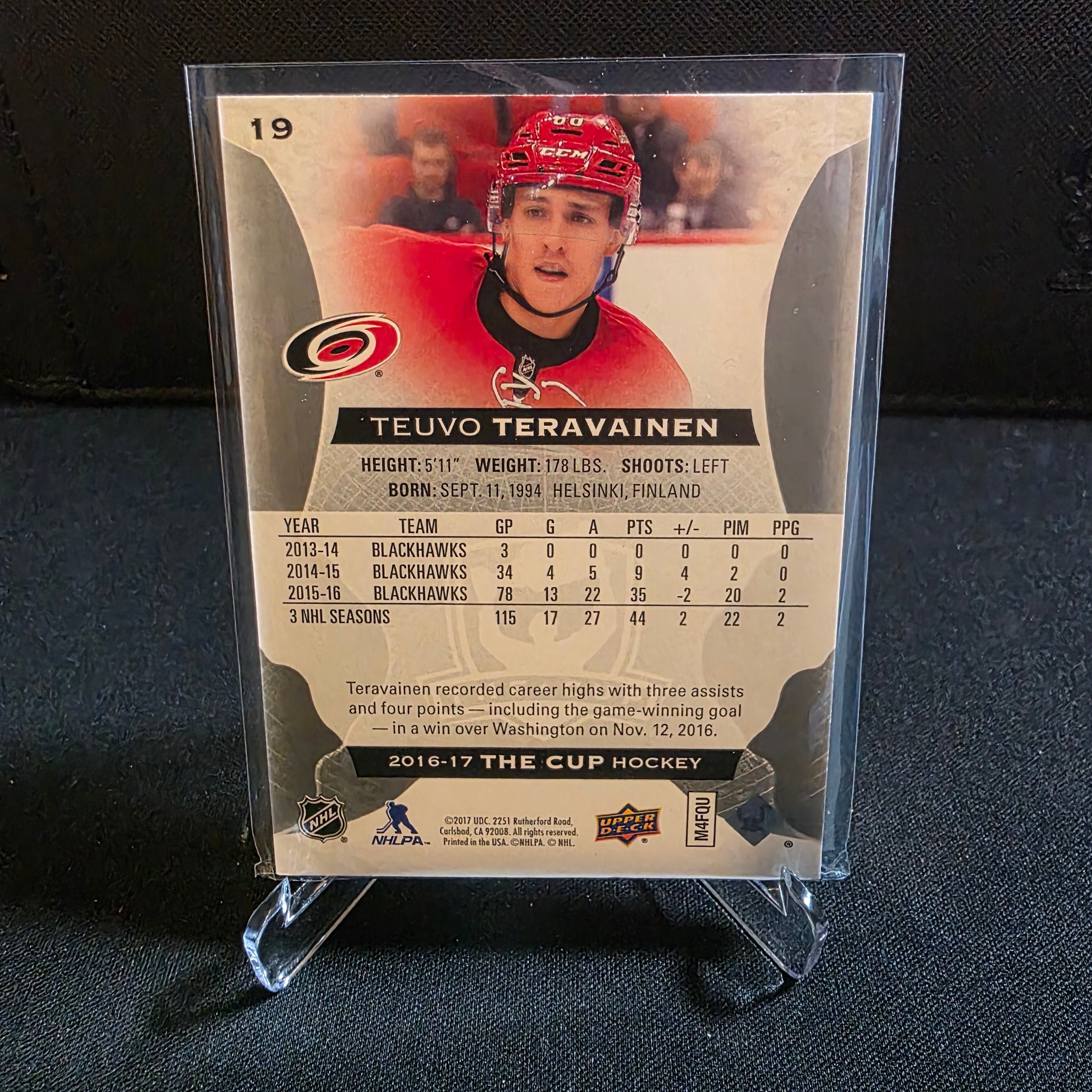 2016-17 UD The Cup Teuvo Teravainen 025/249 Patch 19 Hurricanes