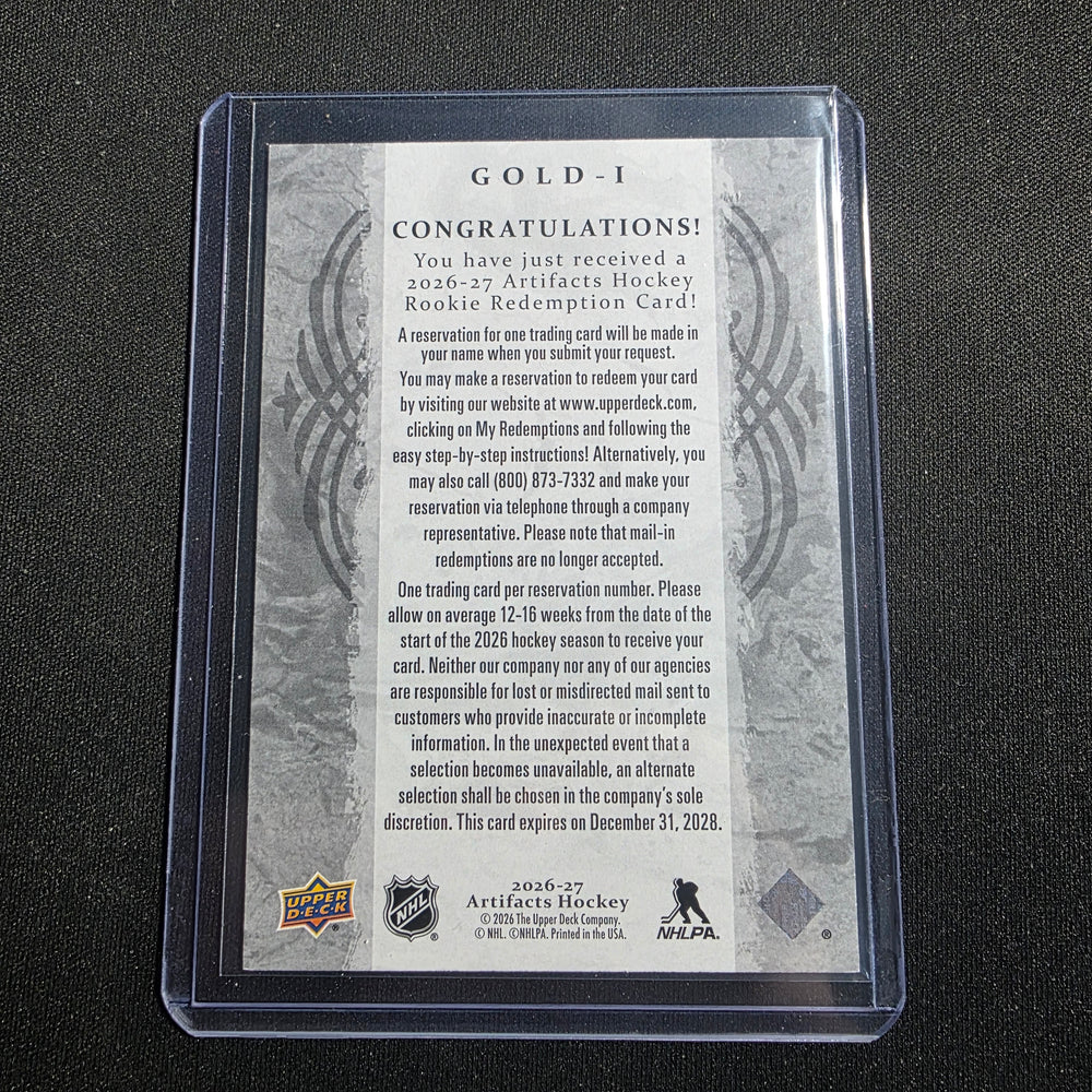 2026 27 Artifacts Rookie Relic Redemption Gold Jersey Jersey