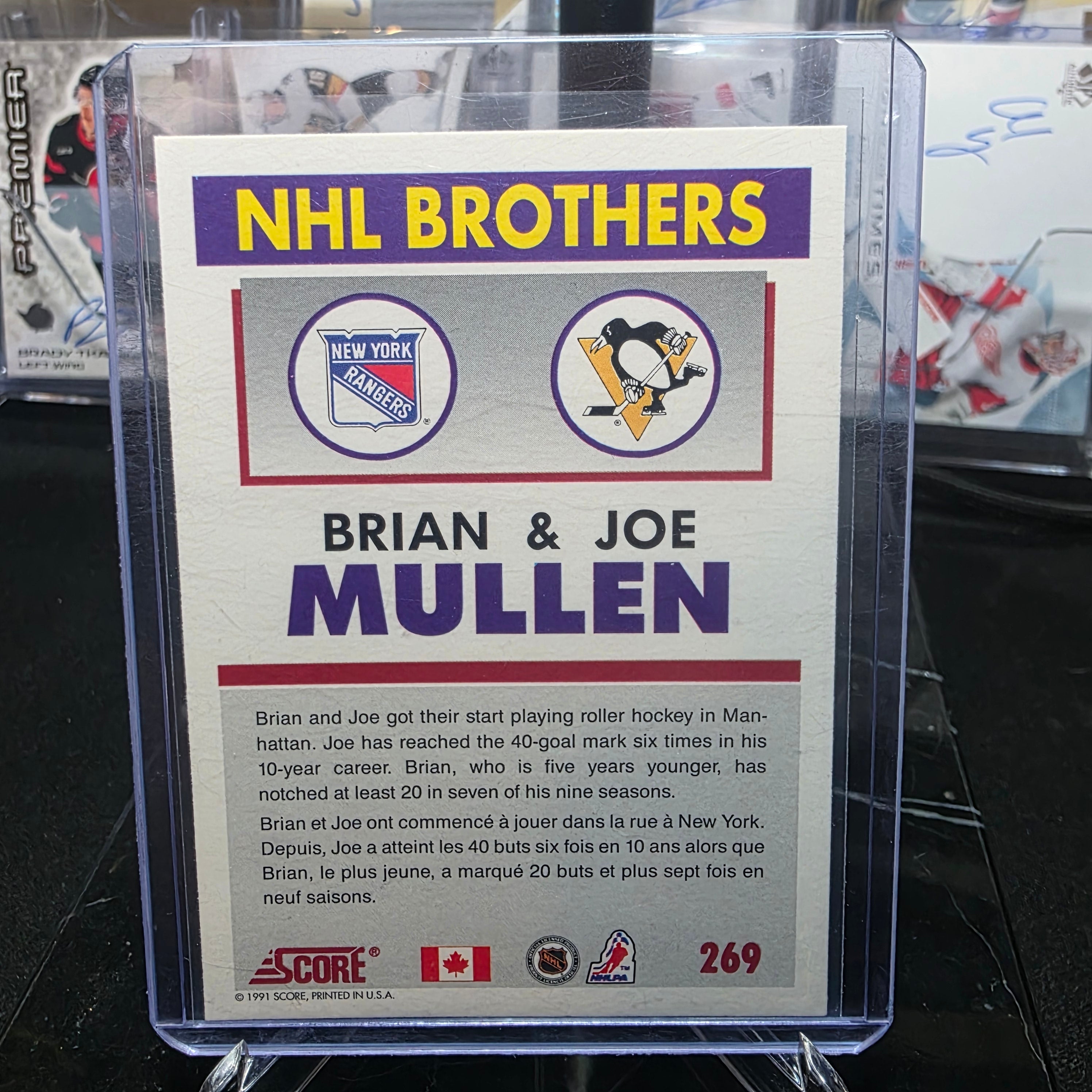 1991-92 Score Brian Mullen / Joe Mullen #269 NHL Brothers New York Rangers / Pittsburgh Penguins