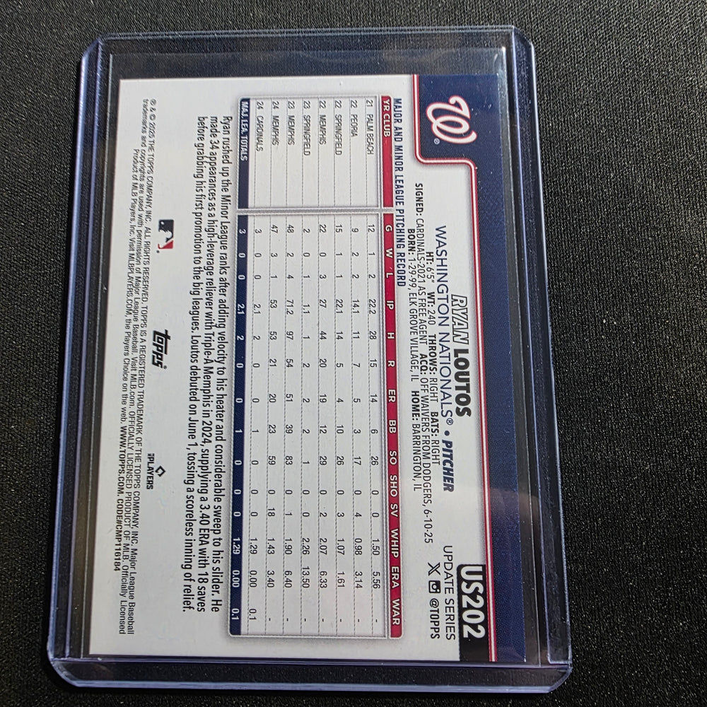 2025 Topps Update Rainbow Foil US202 Ryan Loutos (RC) Nationals