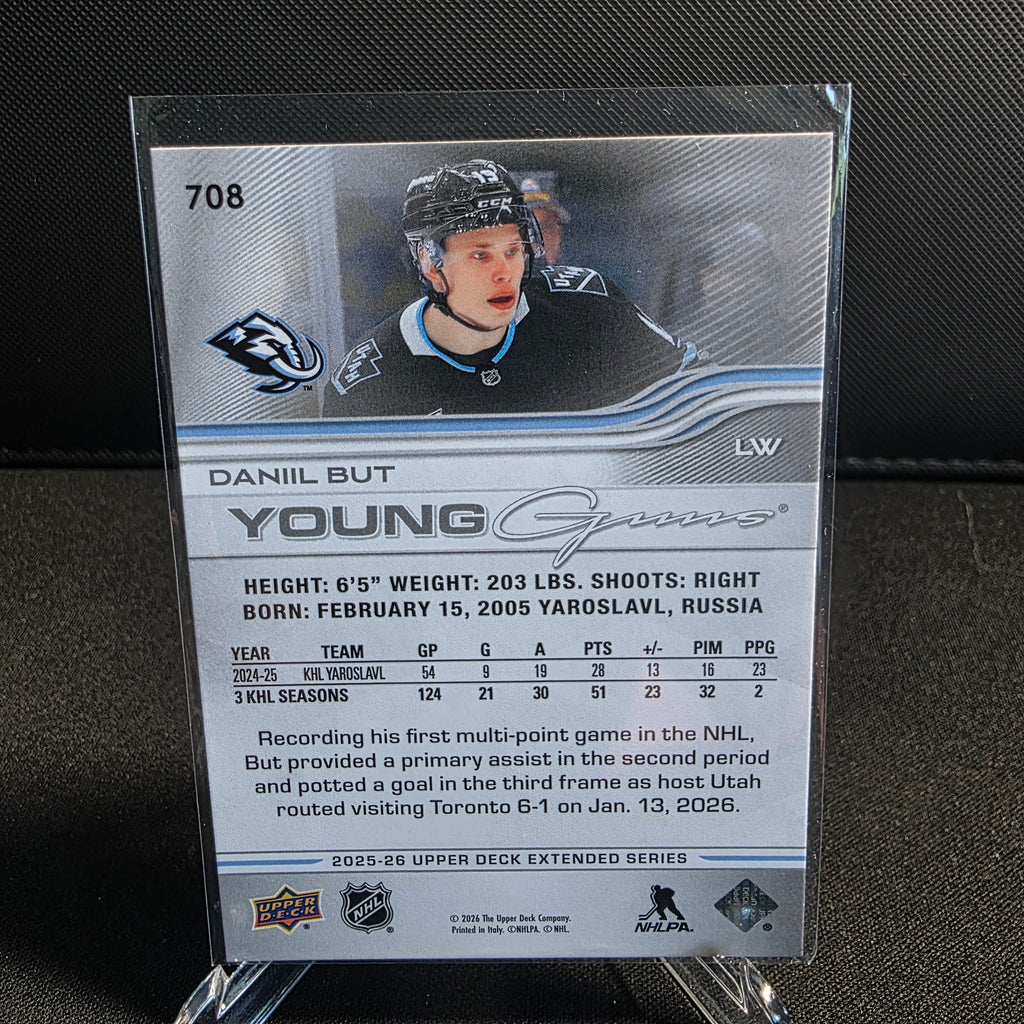 2025-26 Upper Deck Extended Series Young Guns 708 Daniil But Utah Mammoth RC