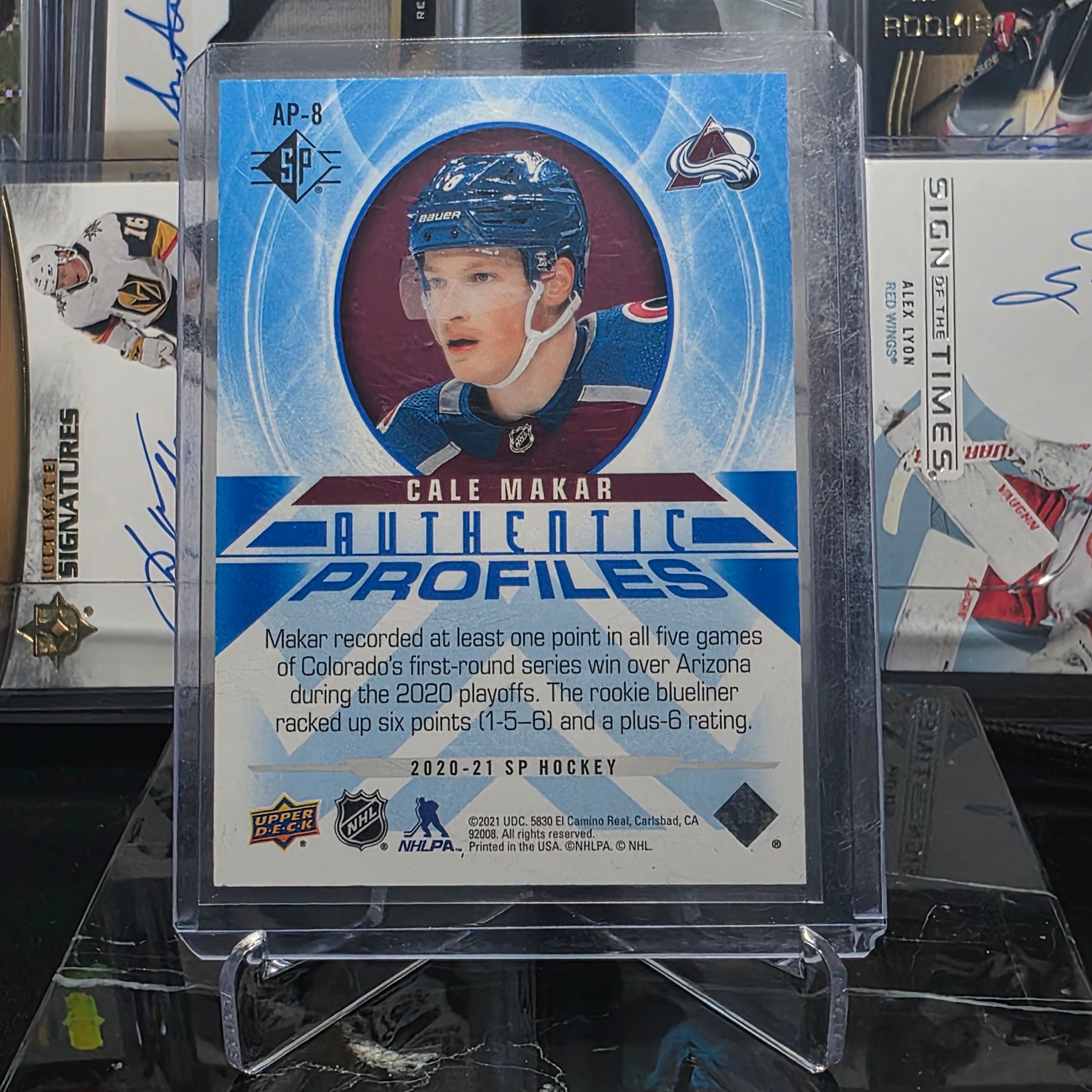 2020-21 SP Hockey Cale Makar Authentic Profiles #AP-8 (Colorado Avalanche)