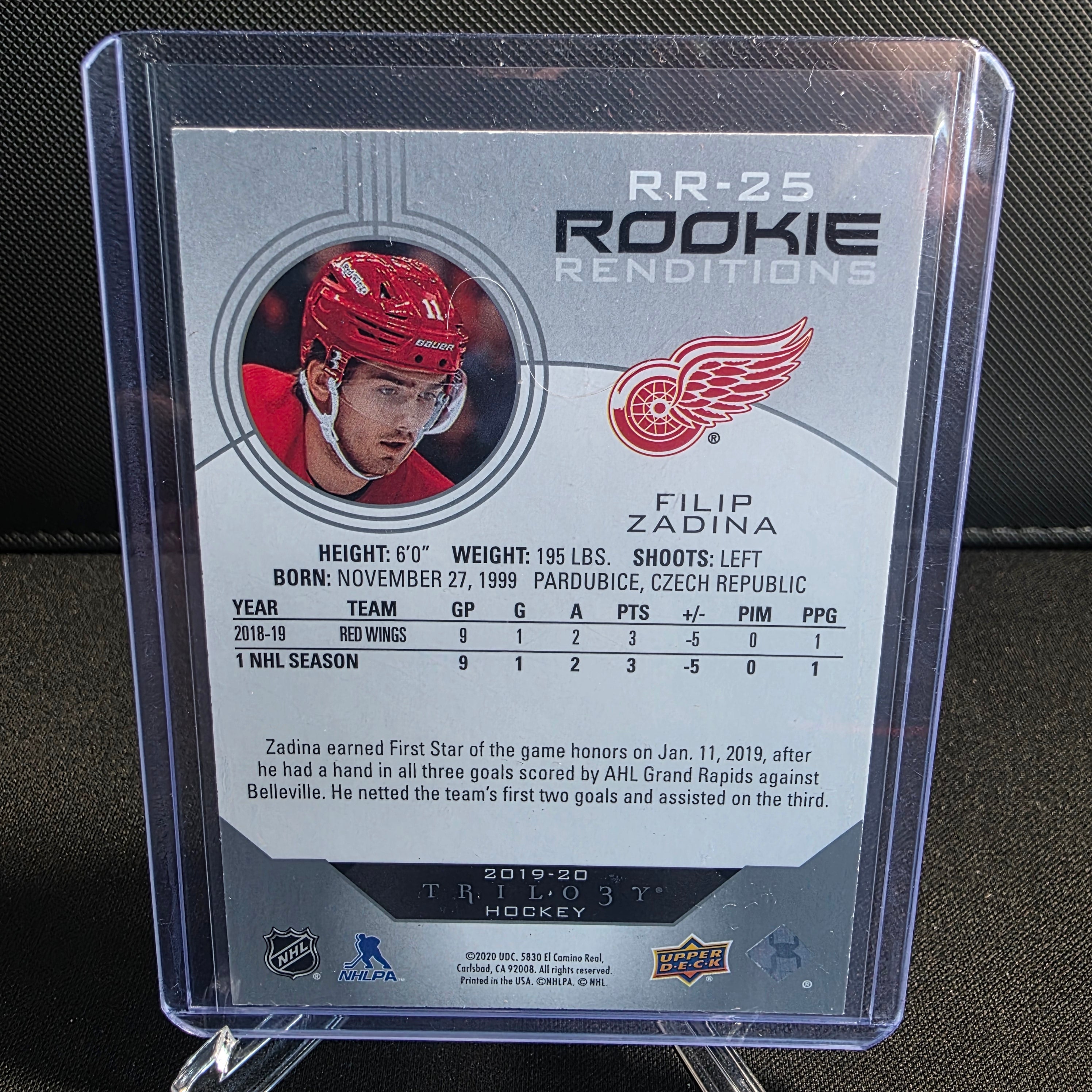 2019-20 Upper Deck Trilogy Rookie Renditions RR-25 Filip Zadina Detroit Red Wings