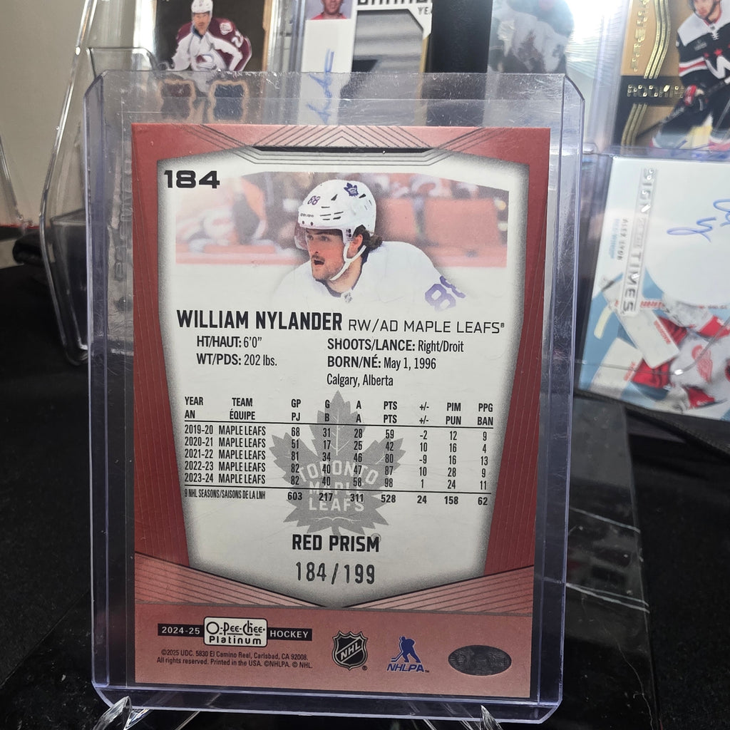 2024-25 O-Pee-Chee Platinum Red Prism 184 William Nylander Toronto Maple Leafs 184/199
