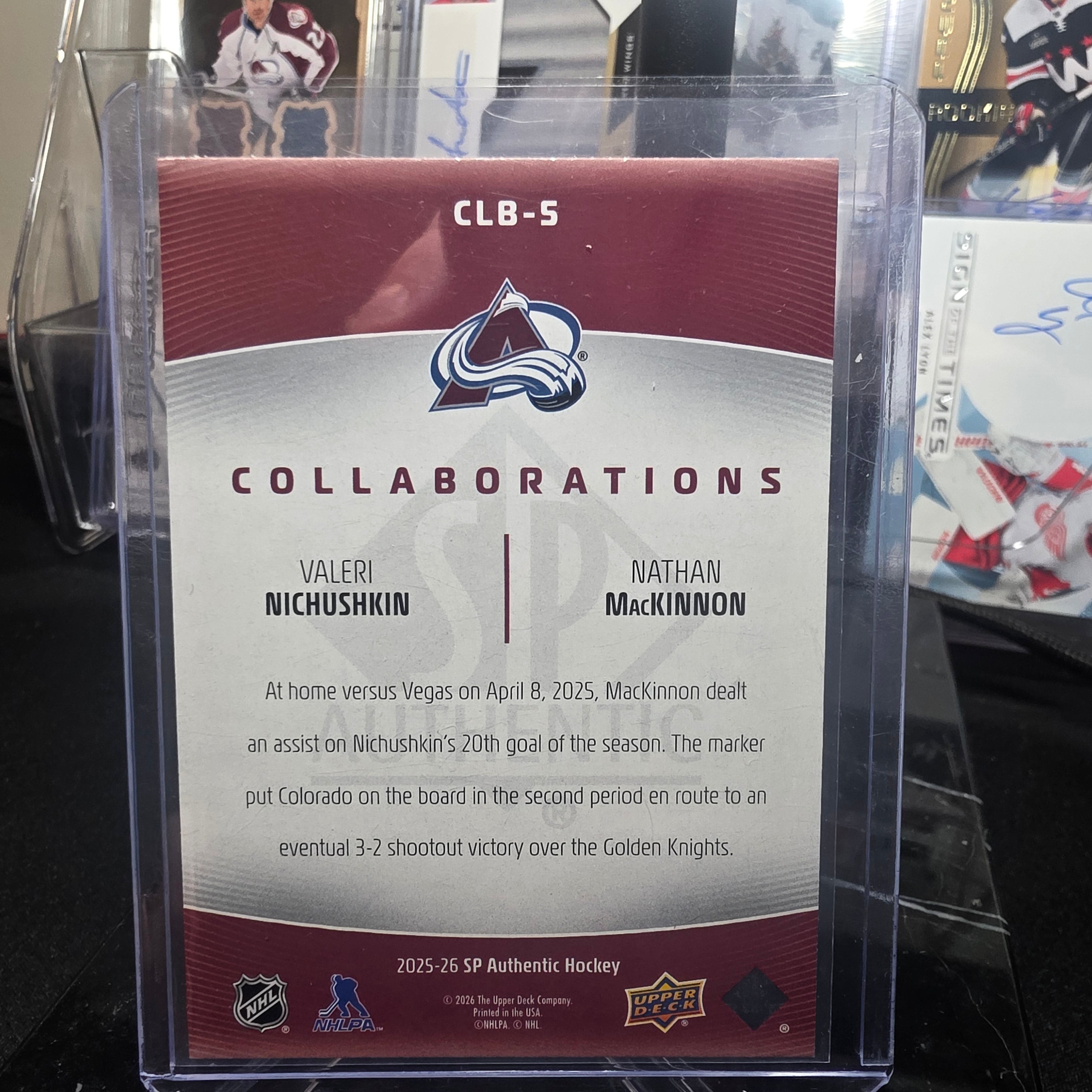2025-26 SP Authentic Collaborations CLB-5 Valeri Nichushkin / Nathan MacKinnon Colorado Avalanche