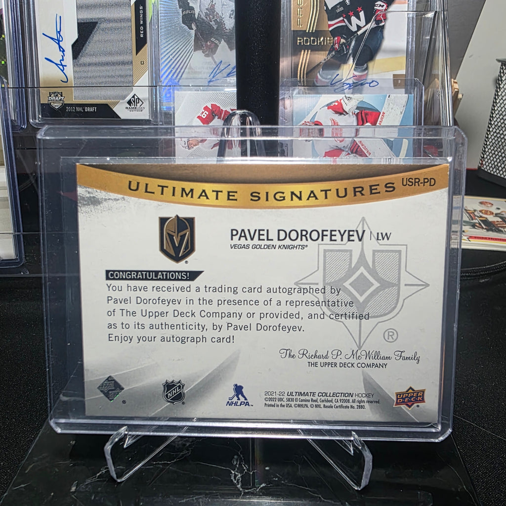 2021-22 Upper Deck Ultimate Collection Pavel Dorofeyev Ultimate Signatures Rookie Auto #USR-PD (Vegas Golden Knights)