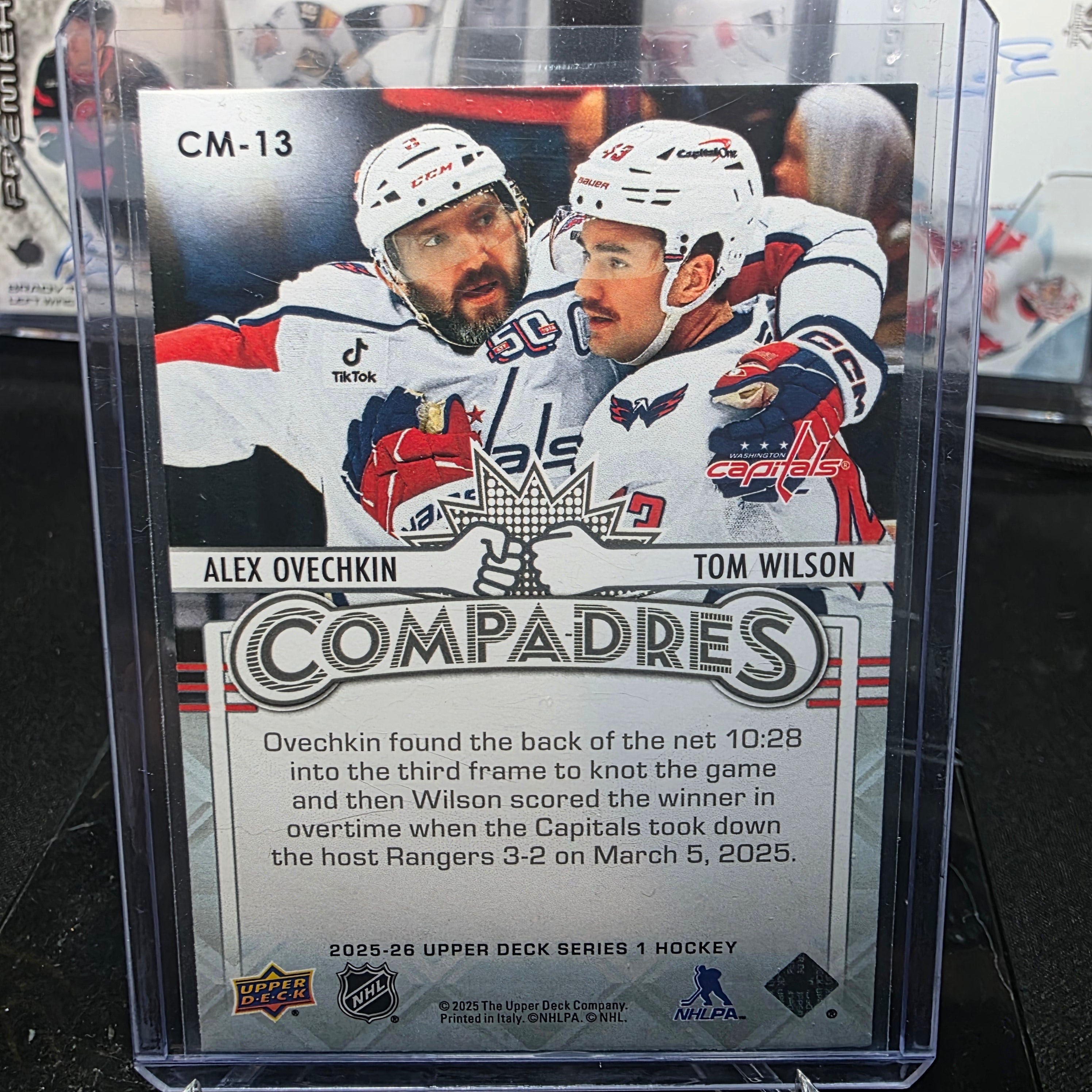 2025-26 Upper Deck Series 1 Alex Ovechkin / Tom Wilson #CM-13 Compadres Washington Capitals