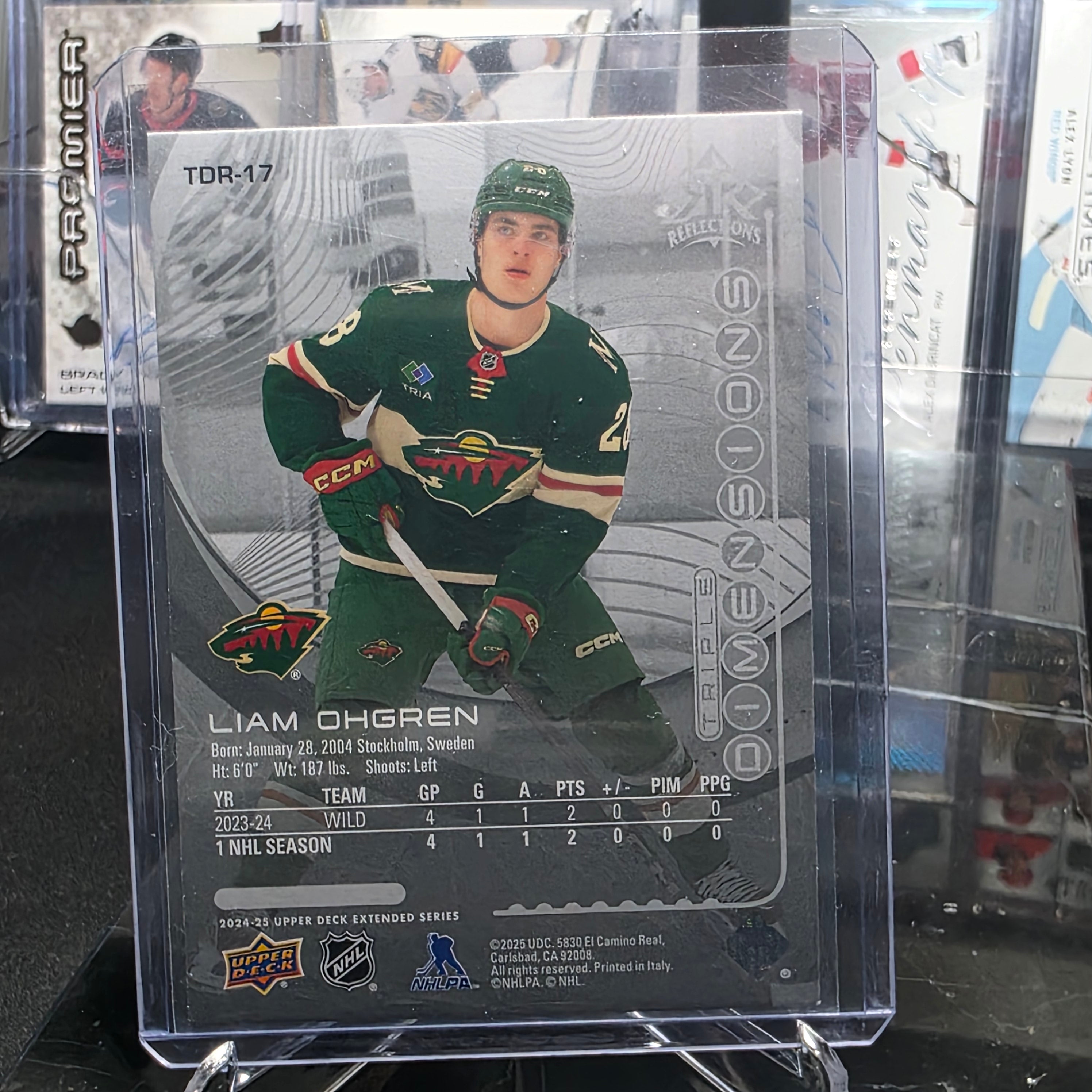 2024-25 Upper Deck Extended Series Liam Ohgren #TDR-17 Triple Dimensions Reflections Minnesota Wild