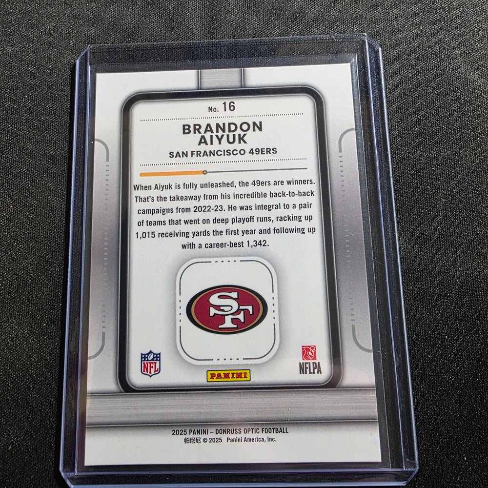 2025 Panini Donruss Optic Play Action Brandon Aiyuk #16 San Francisco 49ers NFL