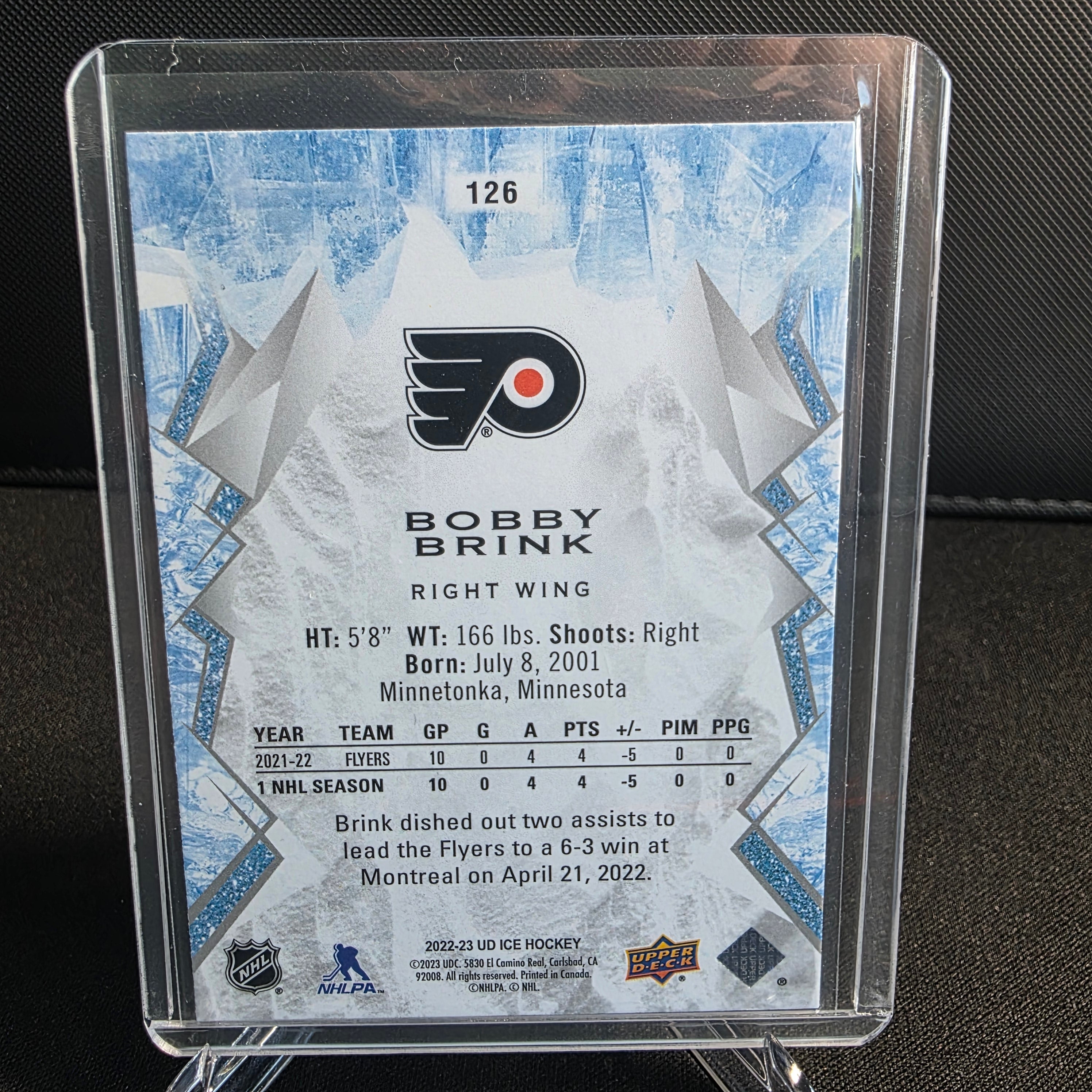 2022-23 Upper Deck Ice Rookie 126 Bobby Brink Philadelphia Flyers