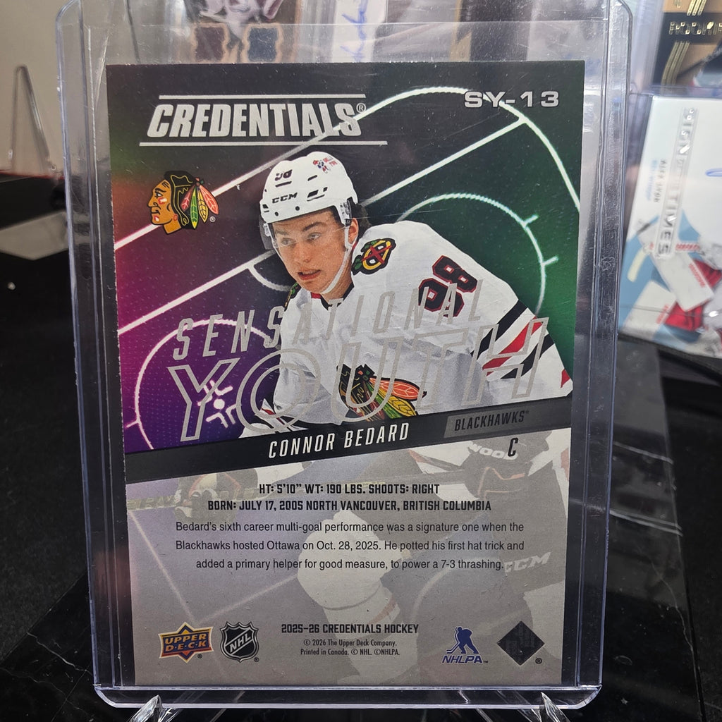 2025-26 Upper Deck Credentials Sensational Youth SY-13 Connor Bedard Chicago Blackhawks