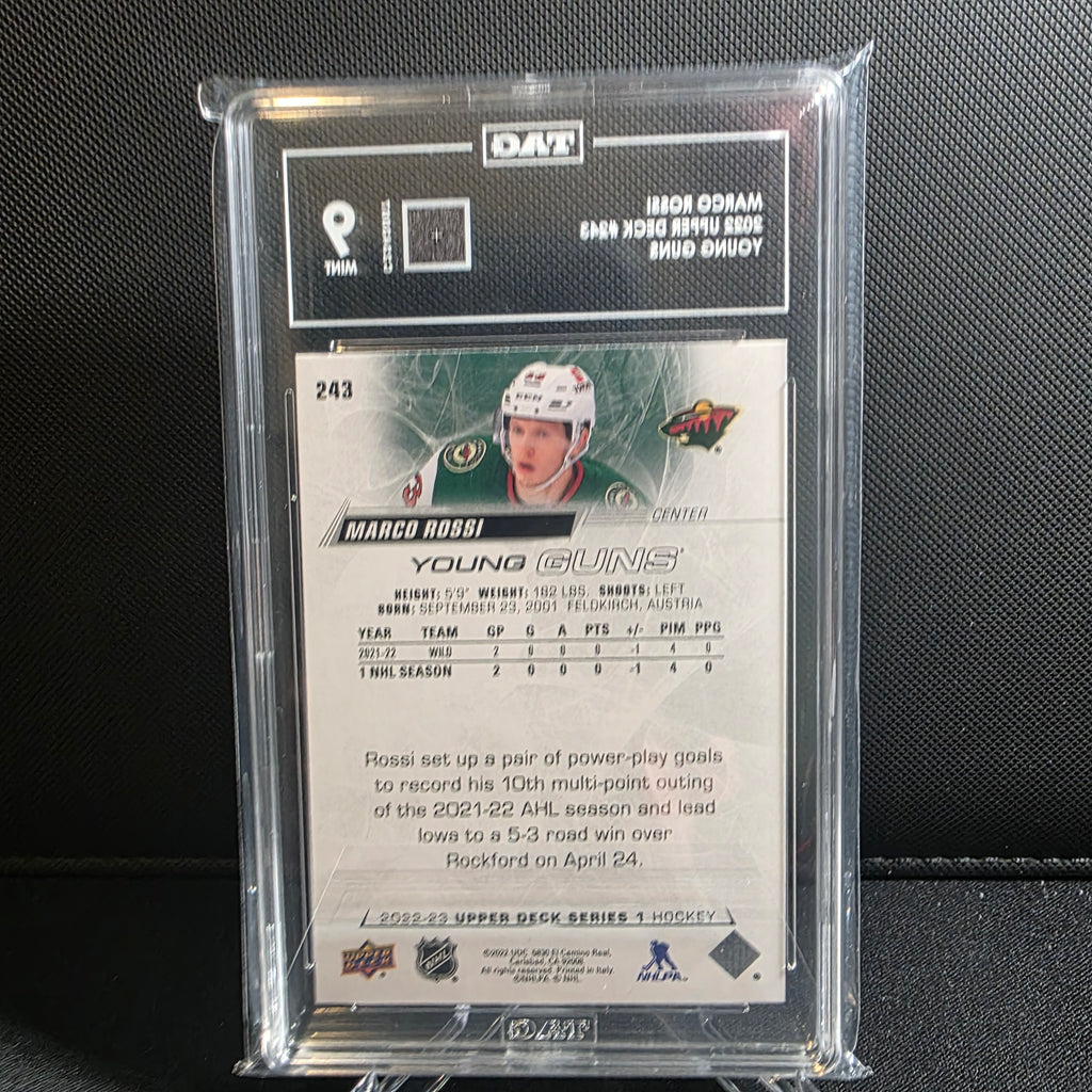2022-23 Upper Deck Series 1 Young Guns 243 Marco Rossi TAG 9 Mint Wild RC