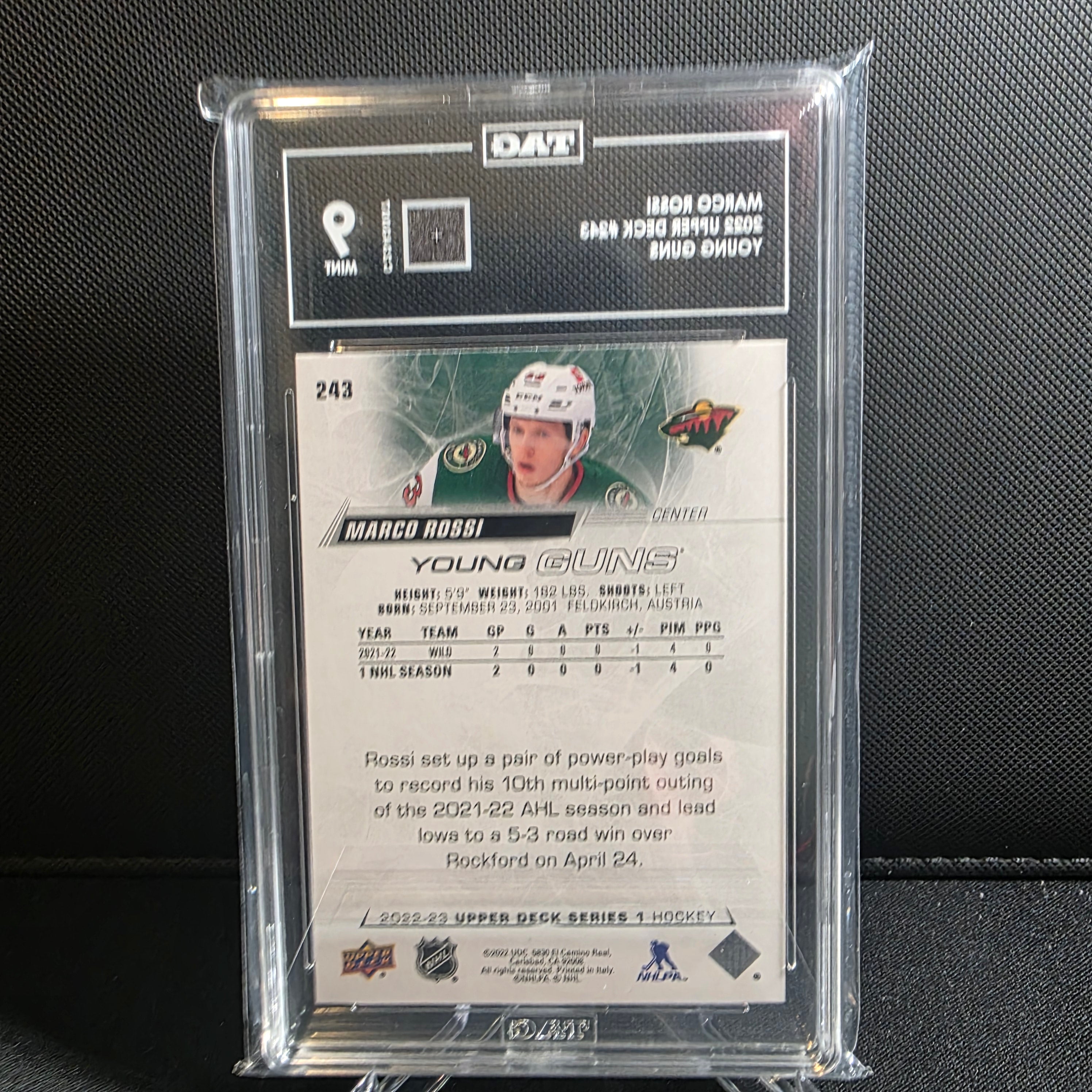 2022-23 Upper Deck Series 1 Young Guns 243 Marco Rossi TAG 9 Mint Wild RC