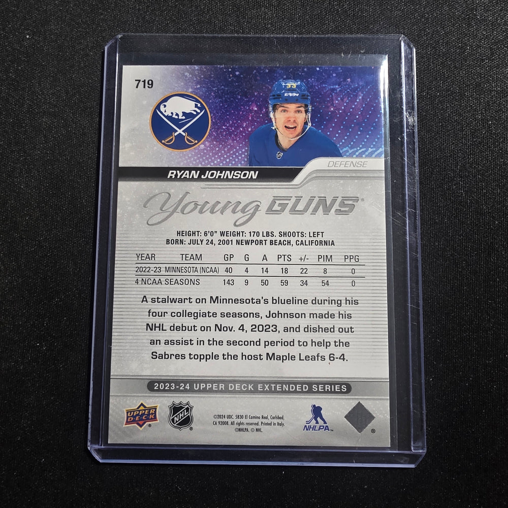 2023-24 UD Extended Ryan Johnson Young Guns #719 Buffalo Sabres