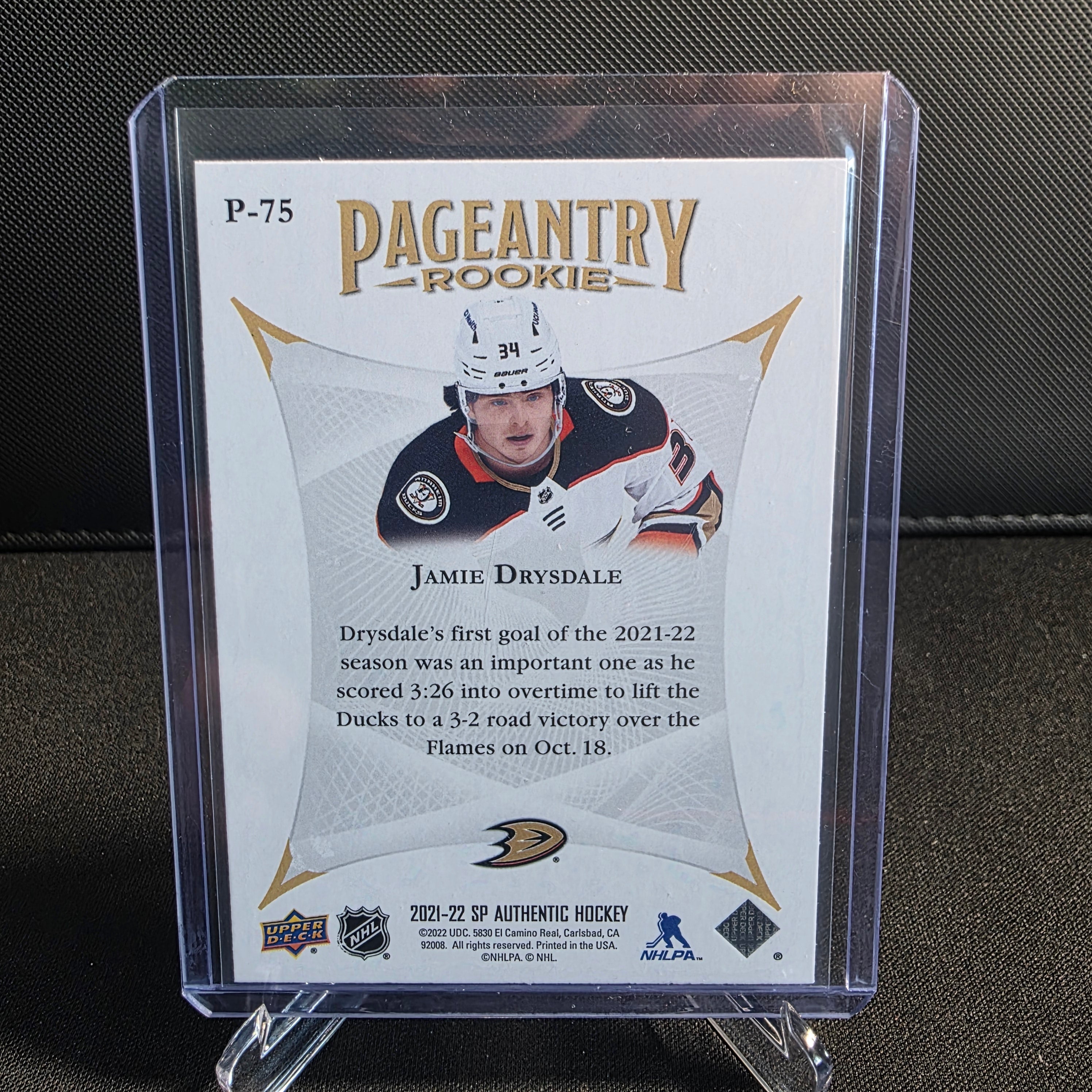 2021-22 SP Authentic Pageantry Rookie P-75 Jamie Drysdale Anaheim Ducks