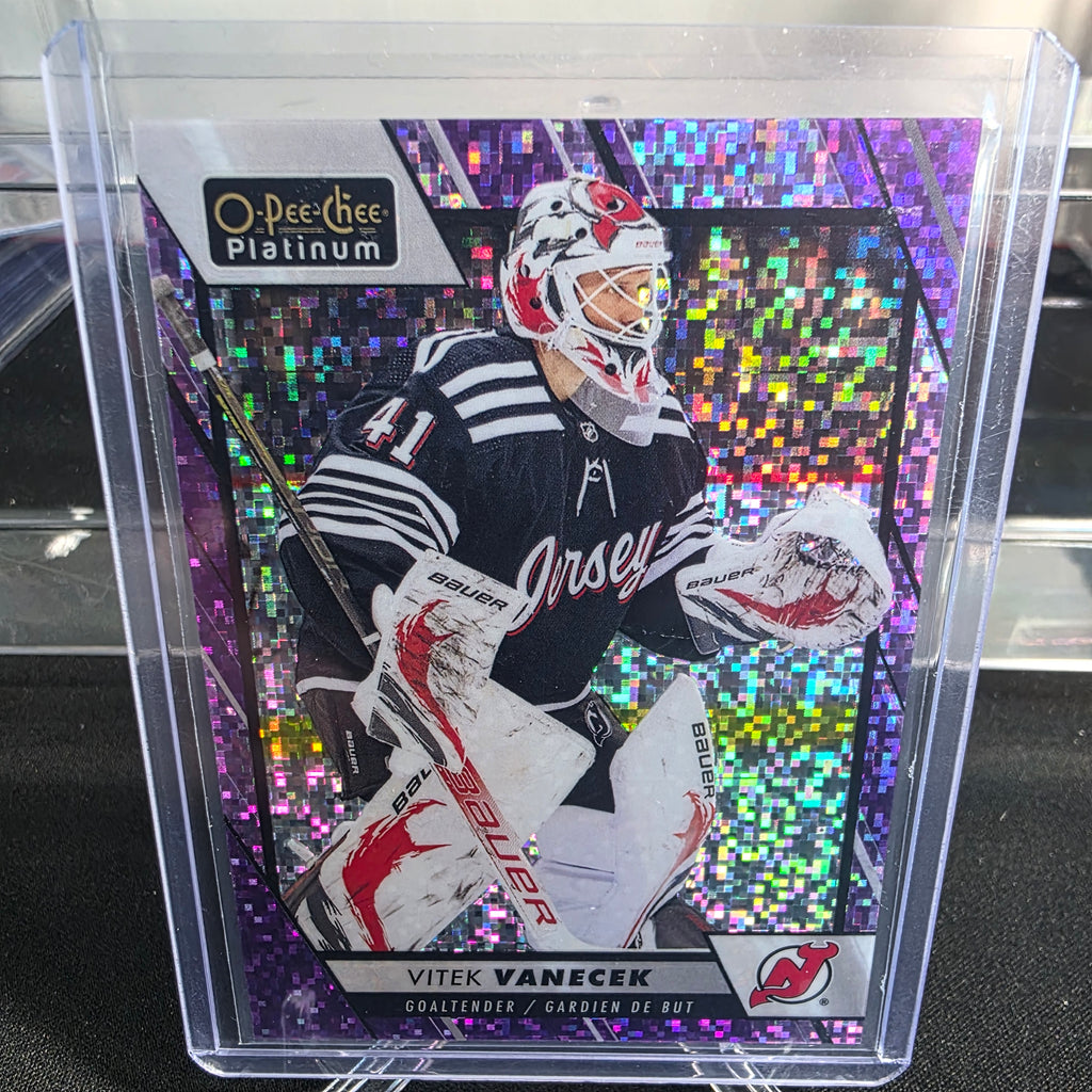 2023-24 O-Pee-Chee Platinum Violet Pixels 64 Vitek Vanecek New Jersey Devils /299