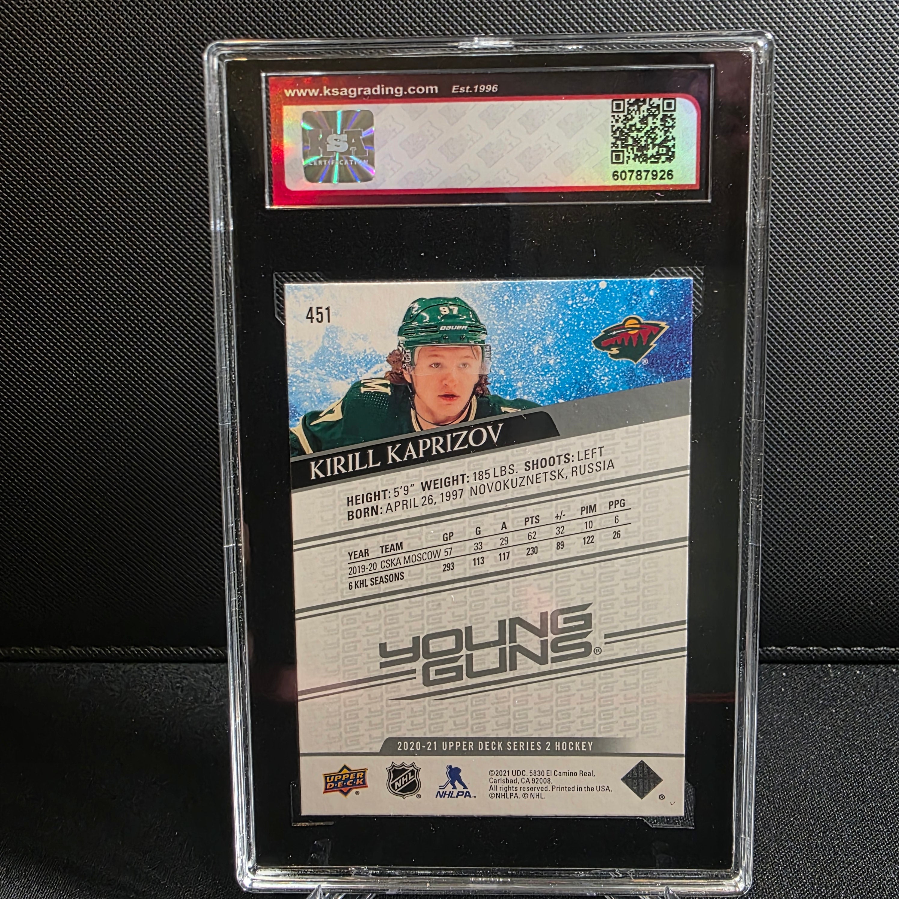 2020-21 Upper Deck Series 2 Young Guns 451 Kirill Kaprizov KSA 8.5 Wild RC