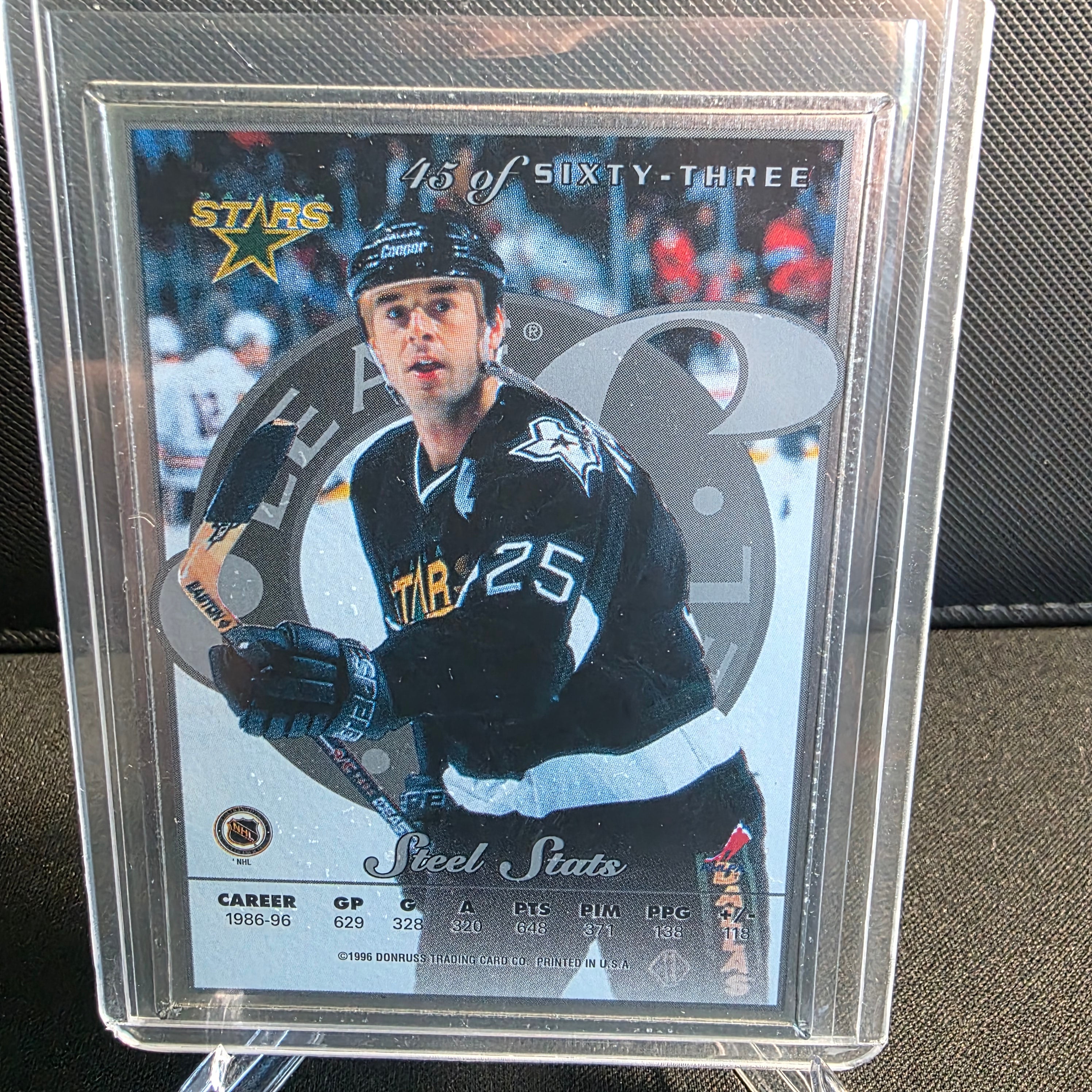 1996-97 Donruss Leaf Limited Steel 45 Joe Nieuwendyk /63 Dallas Stars