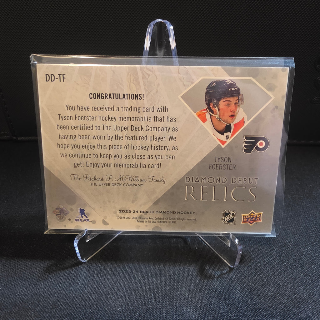 2023-24 UD Black Diamond Tyson Foerster Diamond Debut Relics Jersey DD-TF