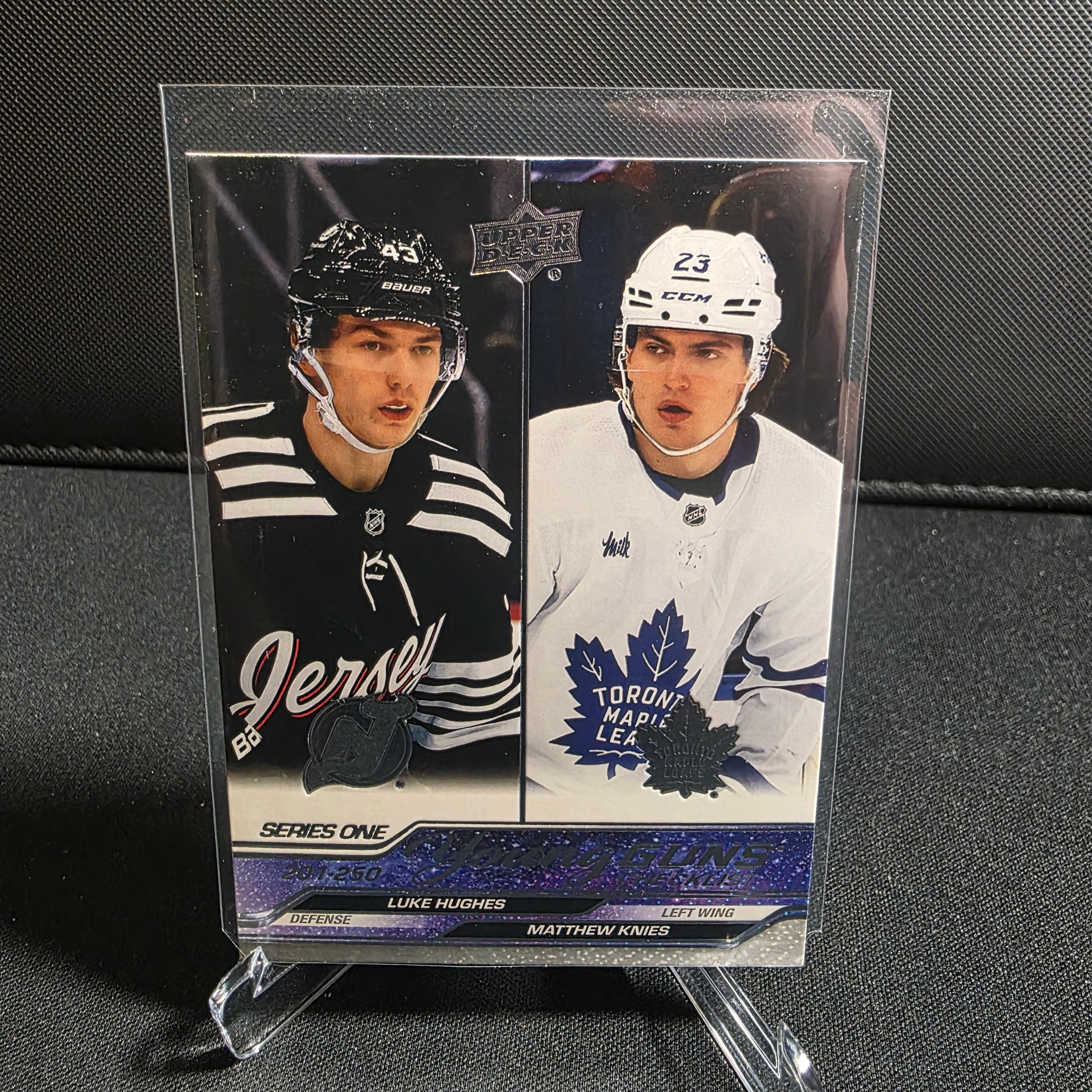 2023-24 Upper Deck Series 1 Young Guns Checklist 250 Luke Hughes / Matthew Knies