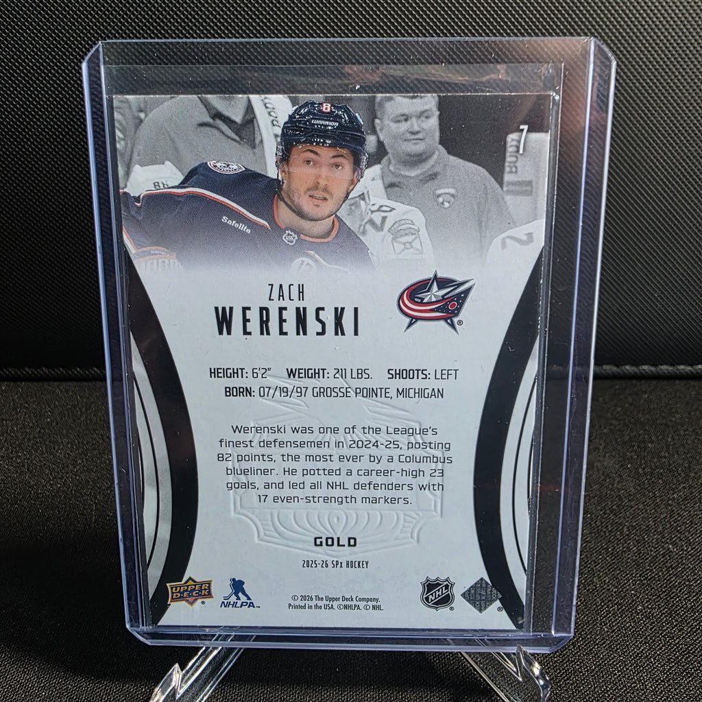 2025-26 SPx 7 Zach Werenski Gold /299 Columbus Blue Jackets