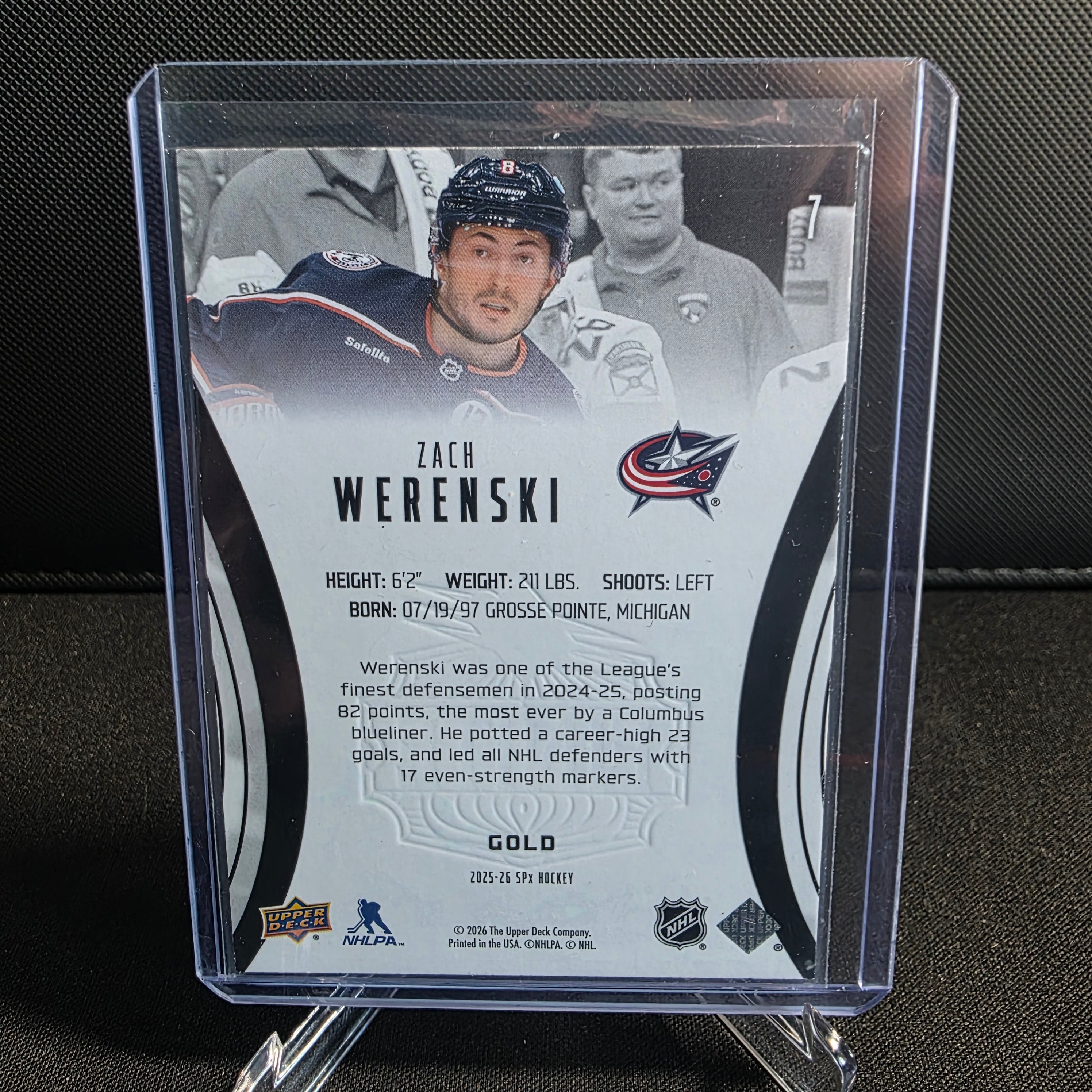 2025-26 SPx 7 Zach Werenski Gold /299 Columbus Blue Jackets