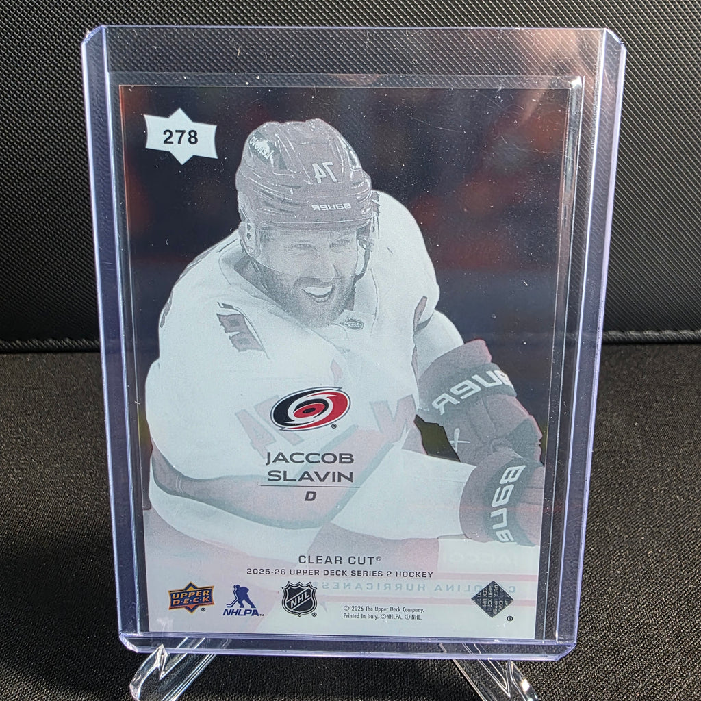 2025-26 Upper Deck Series 2 Clear Cut 278 Jaccob Slavin Carolina Hurricanes