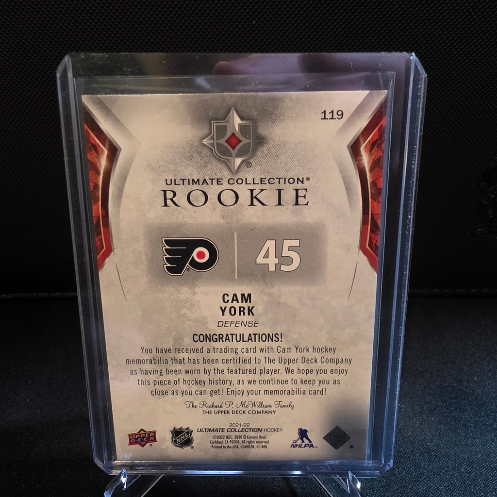 2021-22 UD Ultimate Collection Cam York Rookie Jersey 119 058/699 Flyers RC
