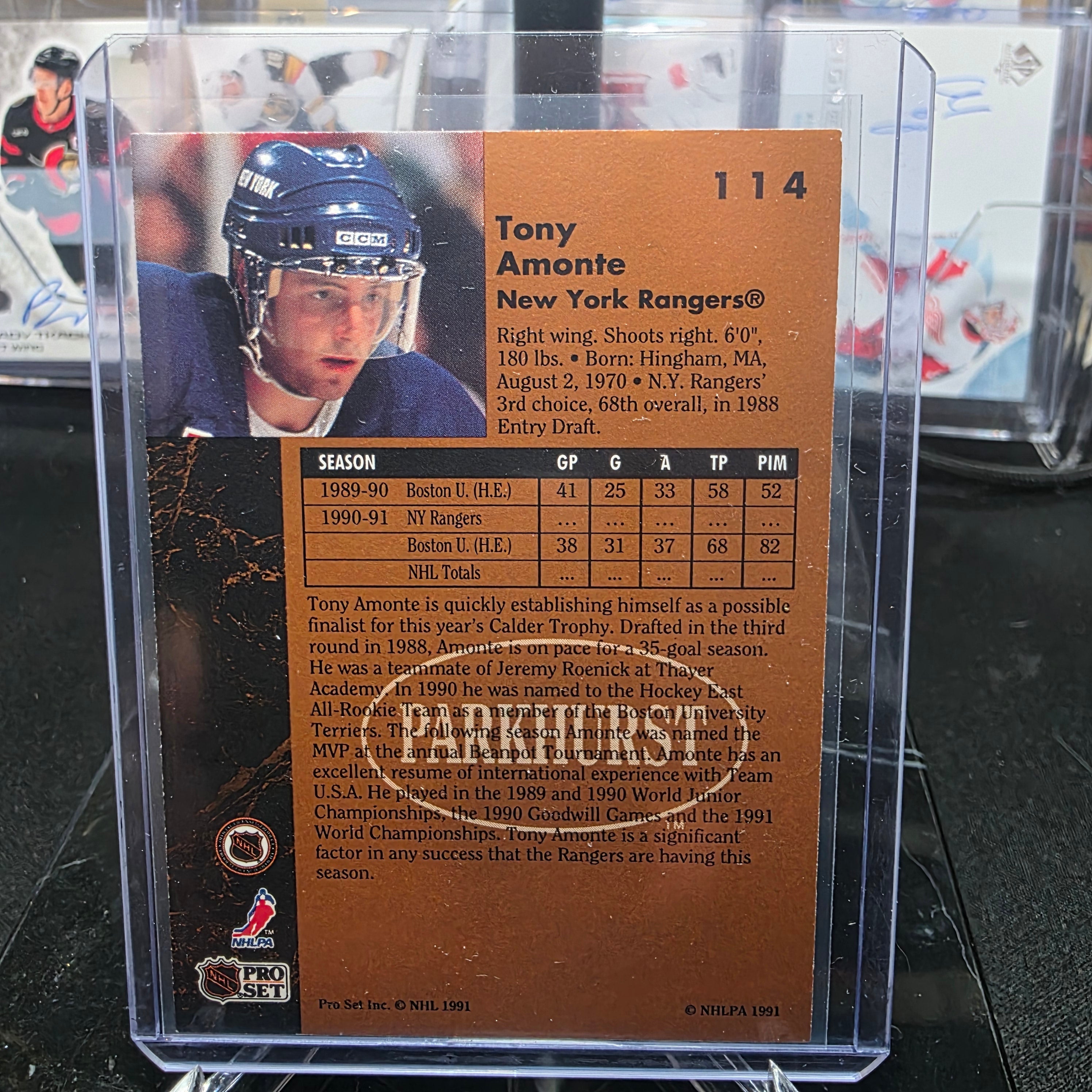 1991-92 Parkhurst Tony Amonte #114 Rookie New York Rangers