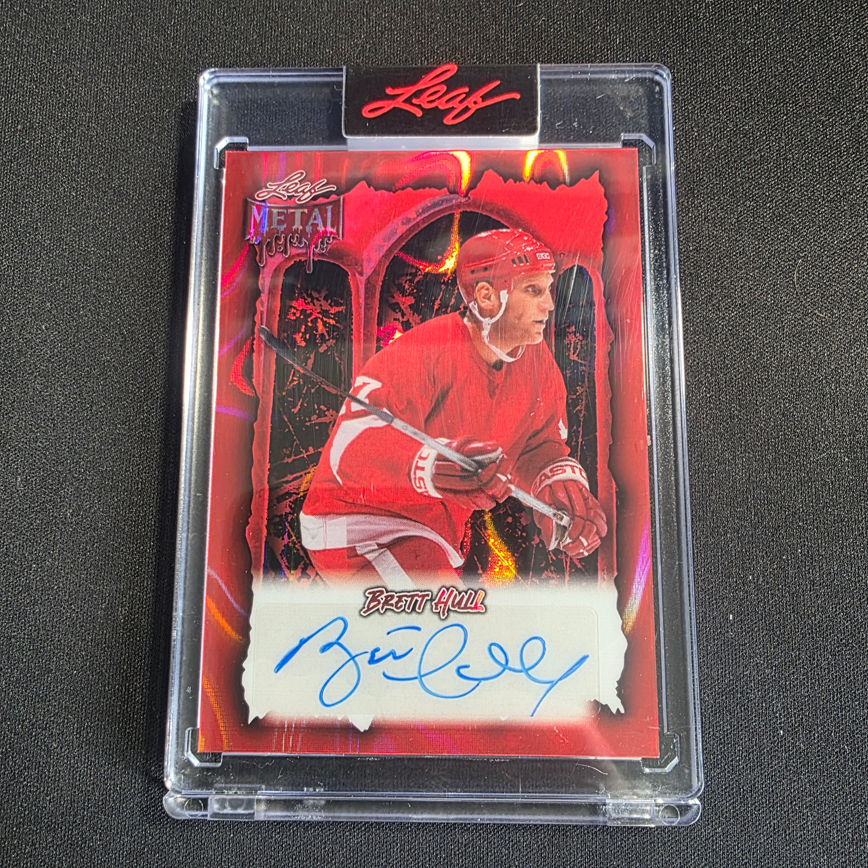 2025 Leaf Metal Brett Hull Auto Red 6/13 BA-BH1 Detroit Red Wings