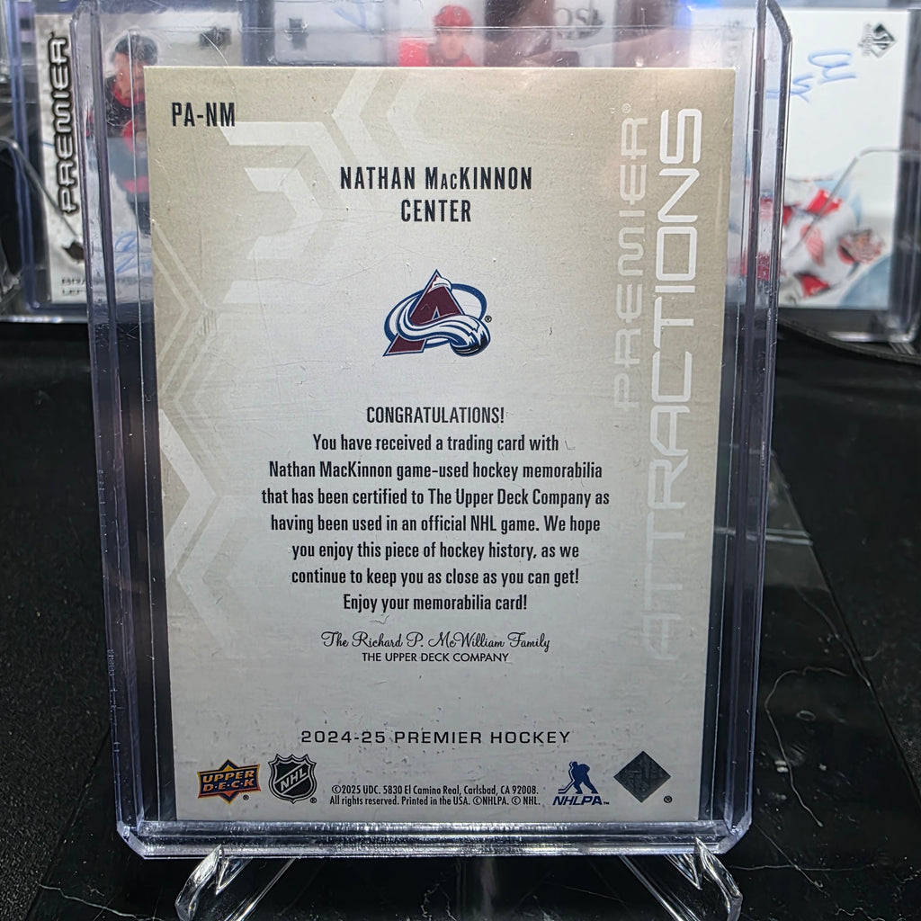 2024-25 Upper Deck Premier Nathan MacKinnon Premier Attractions Jersey PA-NM 03/49