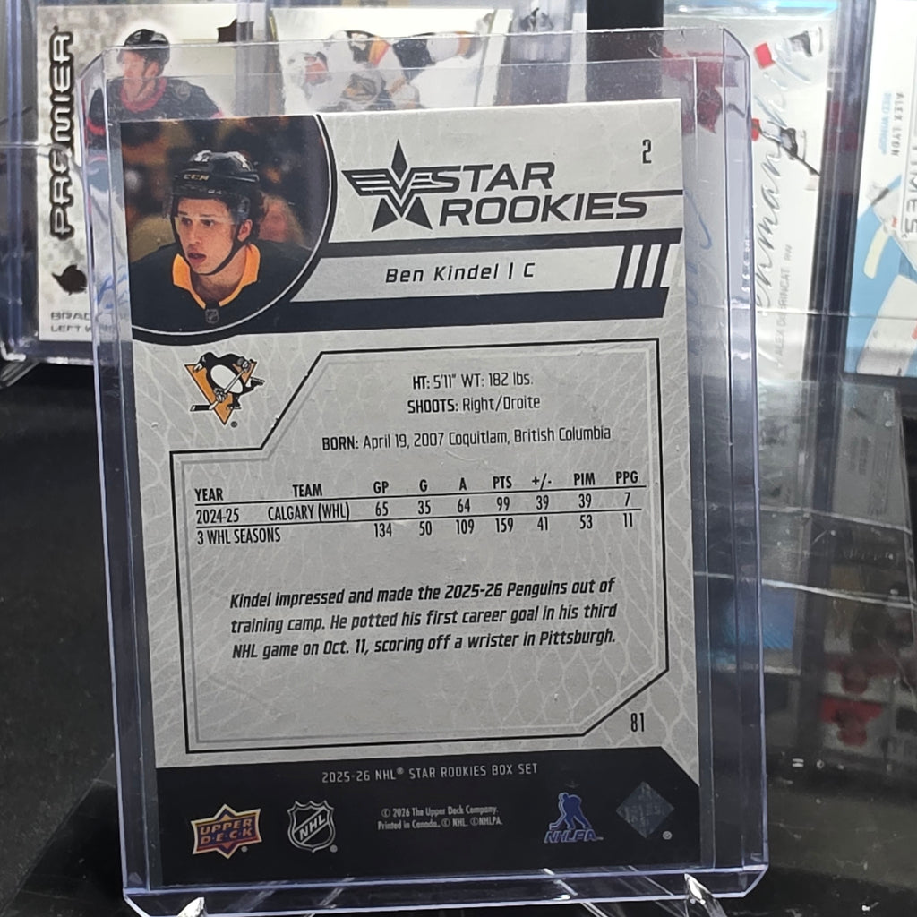 2025-26 Upper Deck Star Rookies Ben Kindel #2 Pittsburgh Penguins