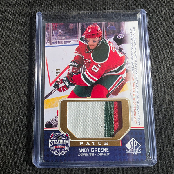 2014 Upper Deck SP Authentic Stadium Series Patch Andy Greene 31/99 New Jersey Devils 3-Color