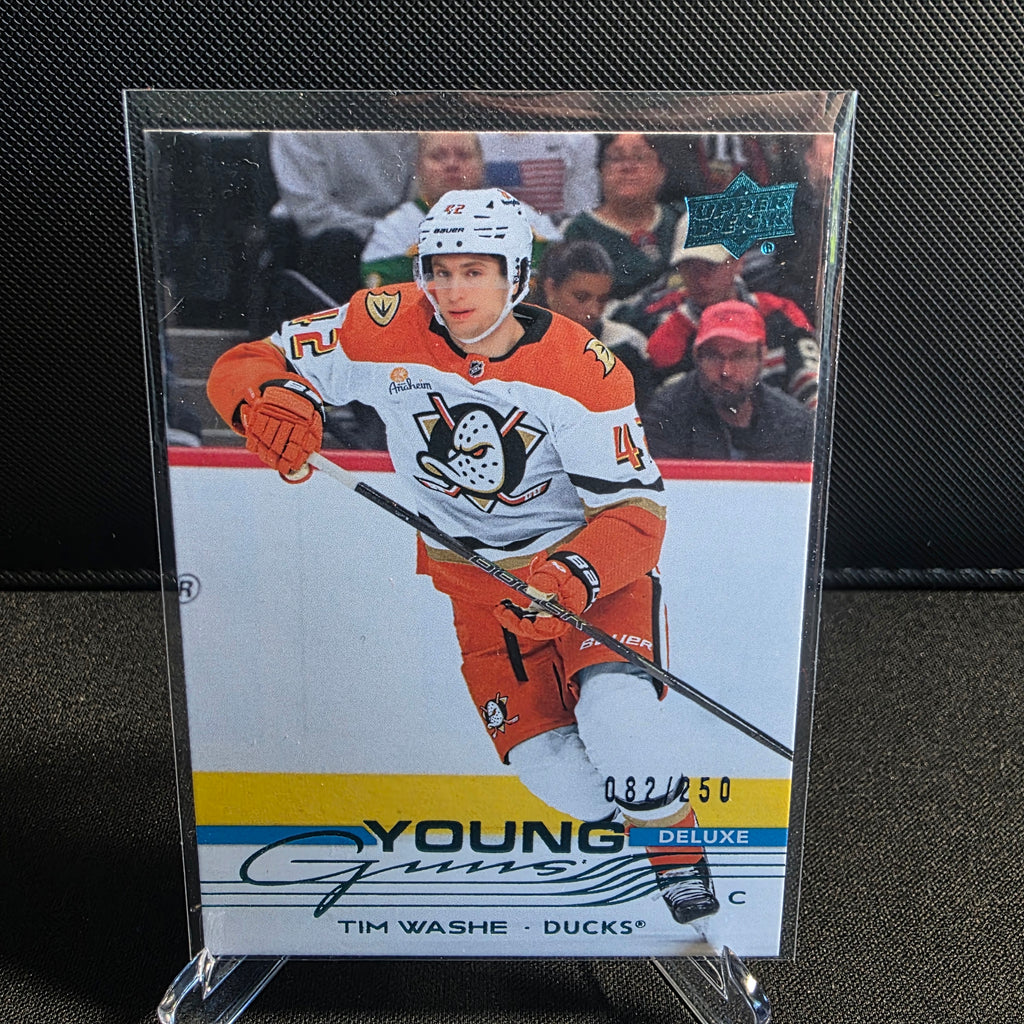 2025-26 Upper Deck Series 1 206 Tim Washe Young Guns Deluxe /250 Anaheim Ducks