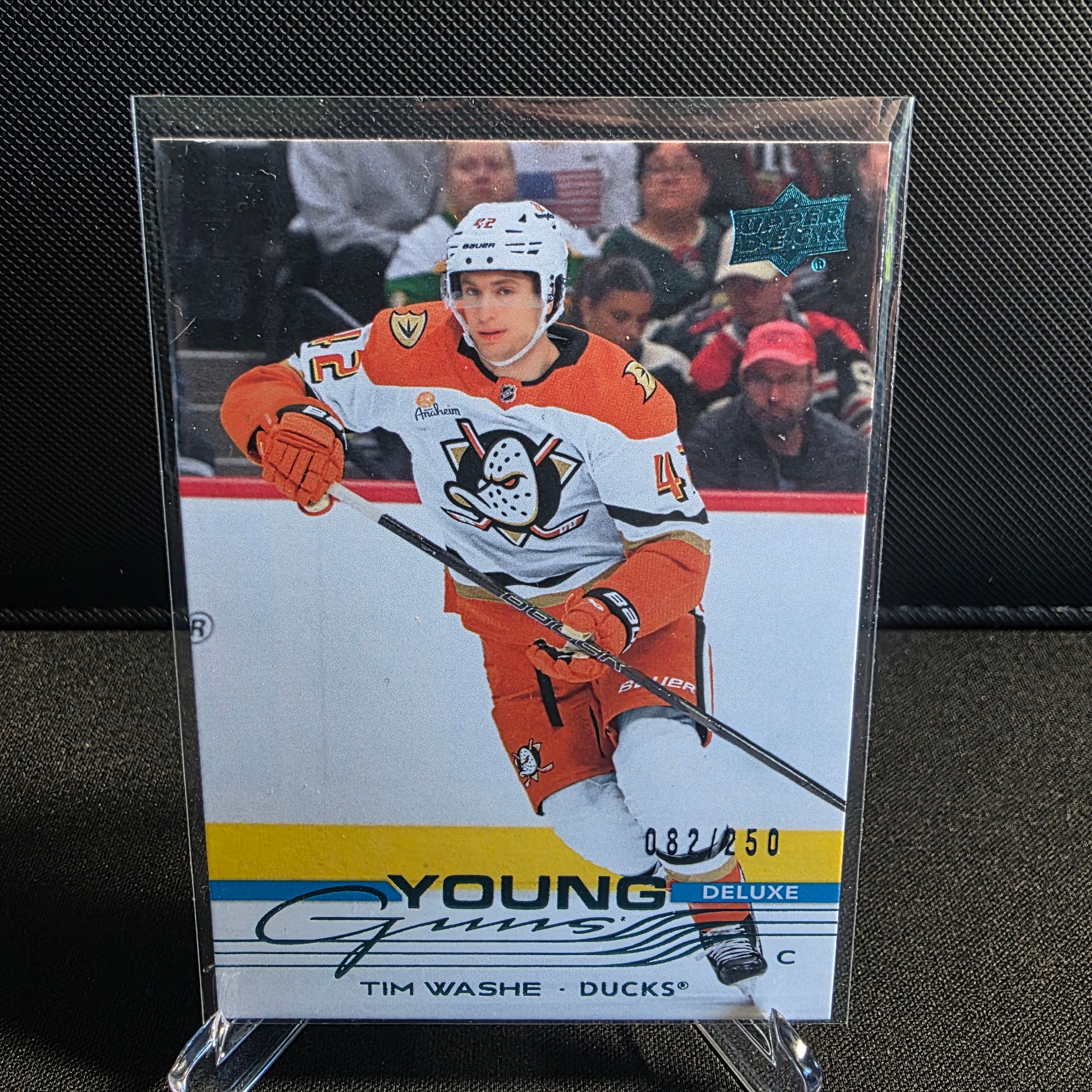 2025-26 Upper Deck Series 1 206 Tim Washe Young Guns Deluxe /250 Anaheim Ducks