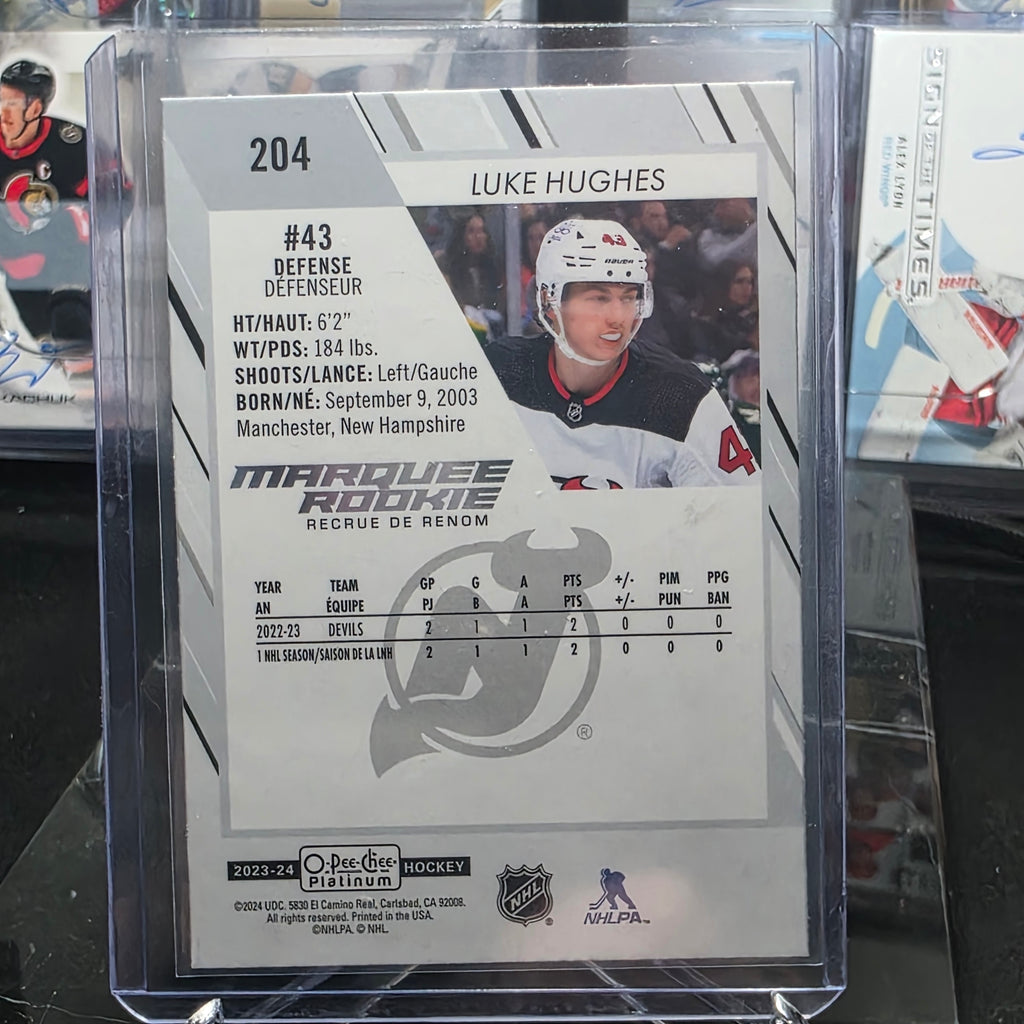 2023-24 O-Pee-Chee Platinum Luke Hughes #204 Marquee Rookie New Jersey Devils