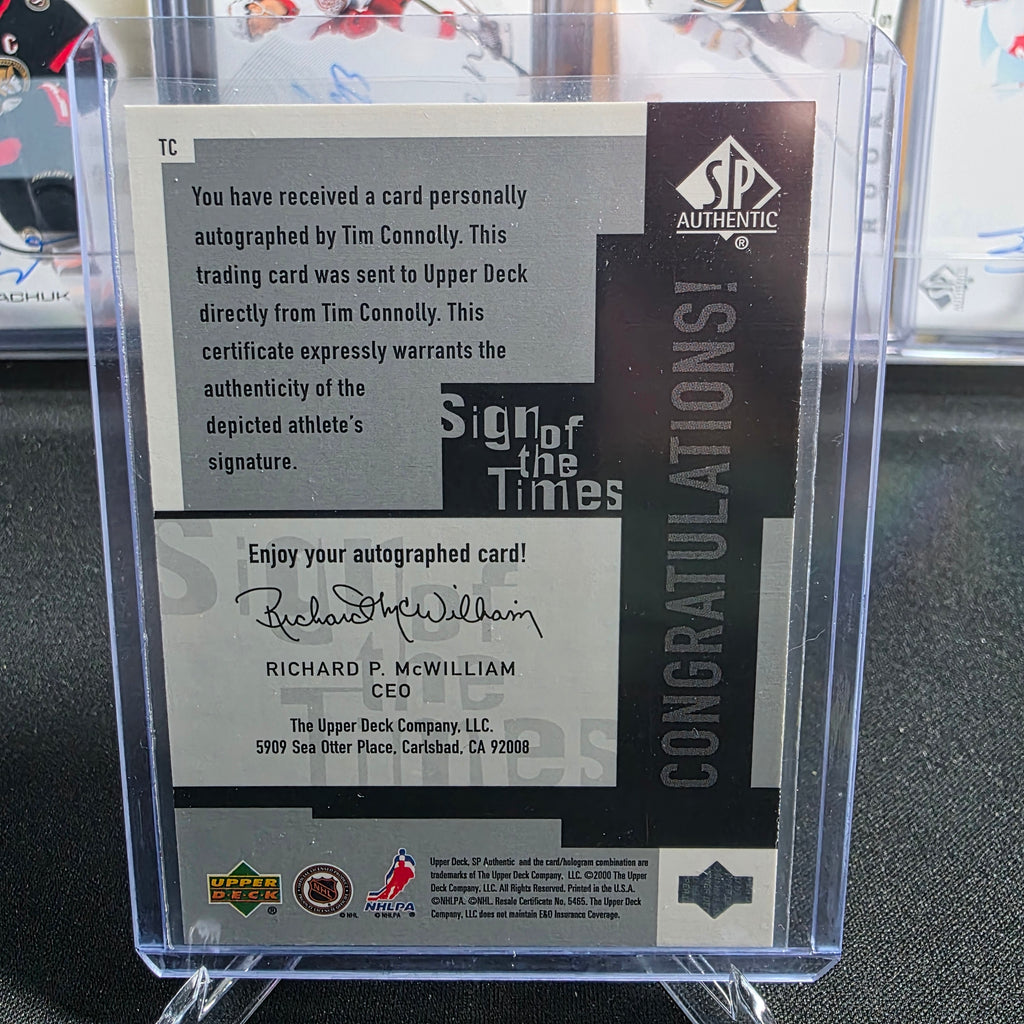 2000-01 SP Authentic Tim Connolly TC Sign of the Times Auto New York Islanders
