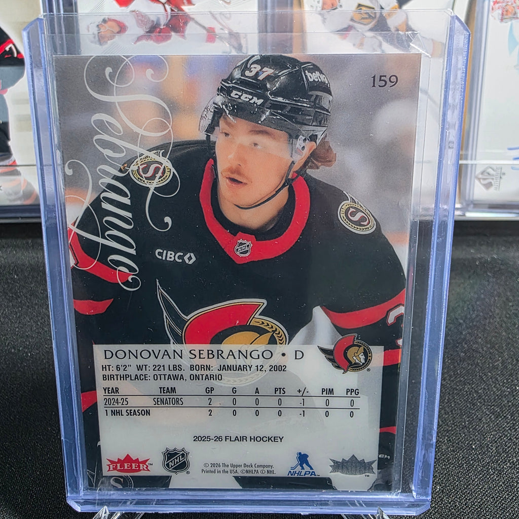 2025-26 Flair Hockey Donovan Sebrango #159 Flair RC Ottawa Senators RC