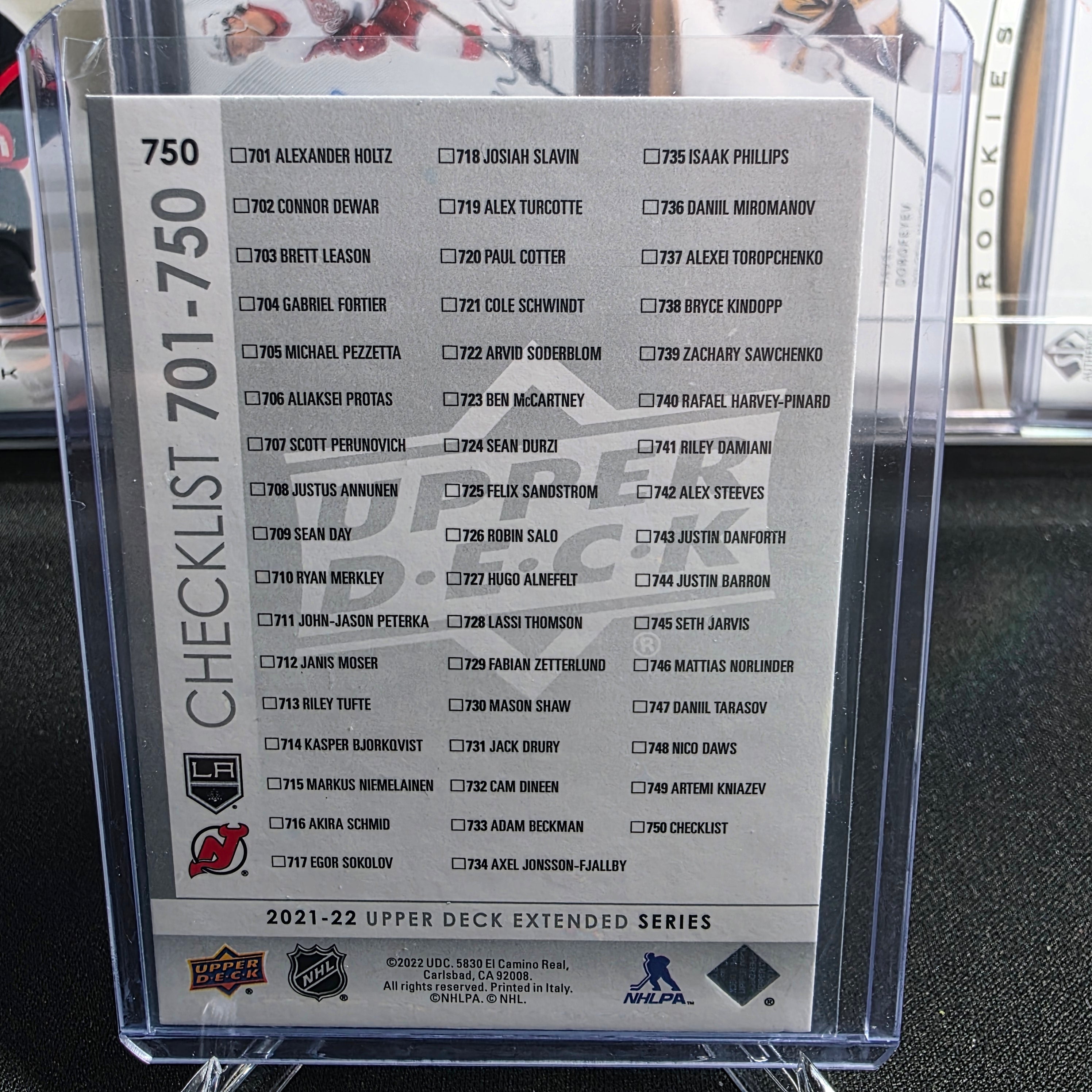 2021-22 Upper Deck Extended Series Alex Turcotte / Alexander Holtz #750 Checklist Young Guns