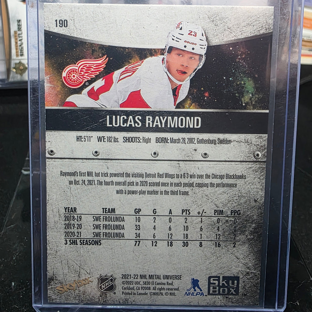 2021-22 Skybox Metal Universe Lucas Raymond #190 Rookie RC Detroit Red Wings