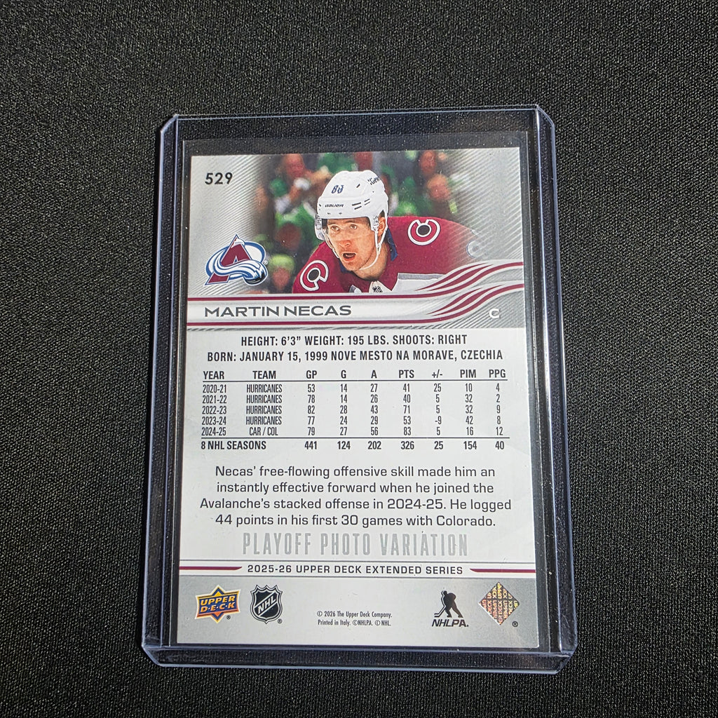 Upper Deck 2025-26 Extended Series Playoff Photo Variation Martin Necas #529