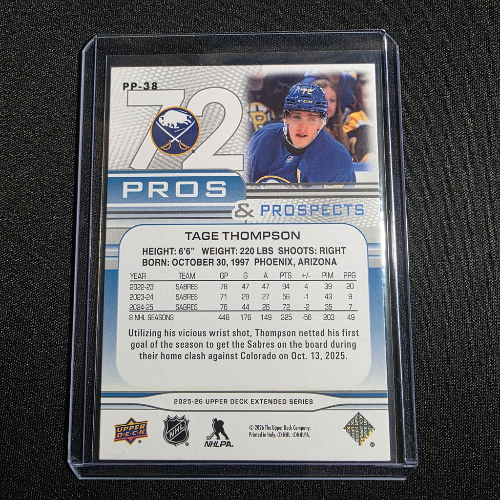 2025-26 Upper Deck Extended Series Pros & Prospects PP-38 Tage Thompson Buffalo Sabres