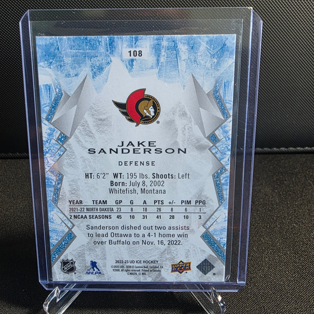 2022-23 Upper Deck Ice Rookie 108 Jake Sanderson Ottawa Senators