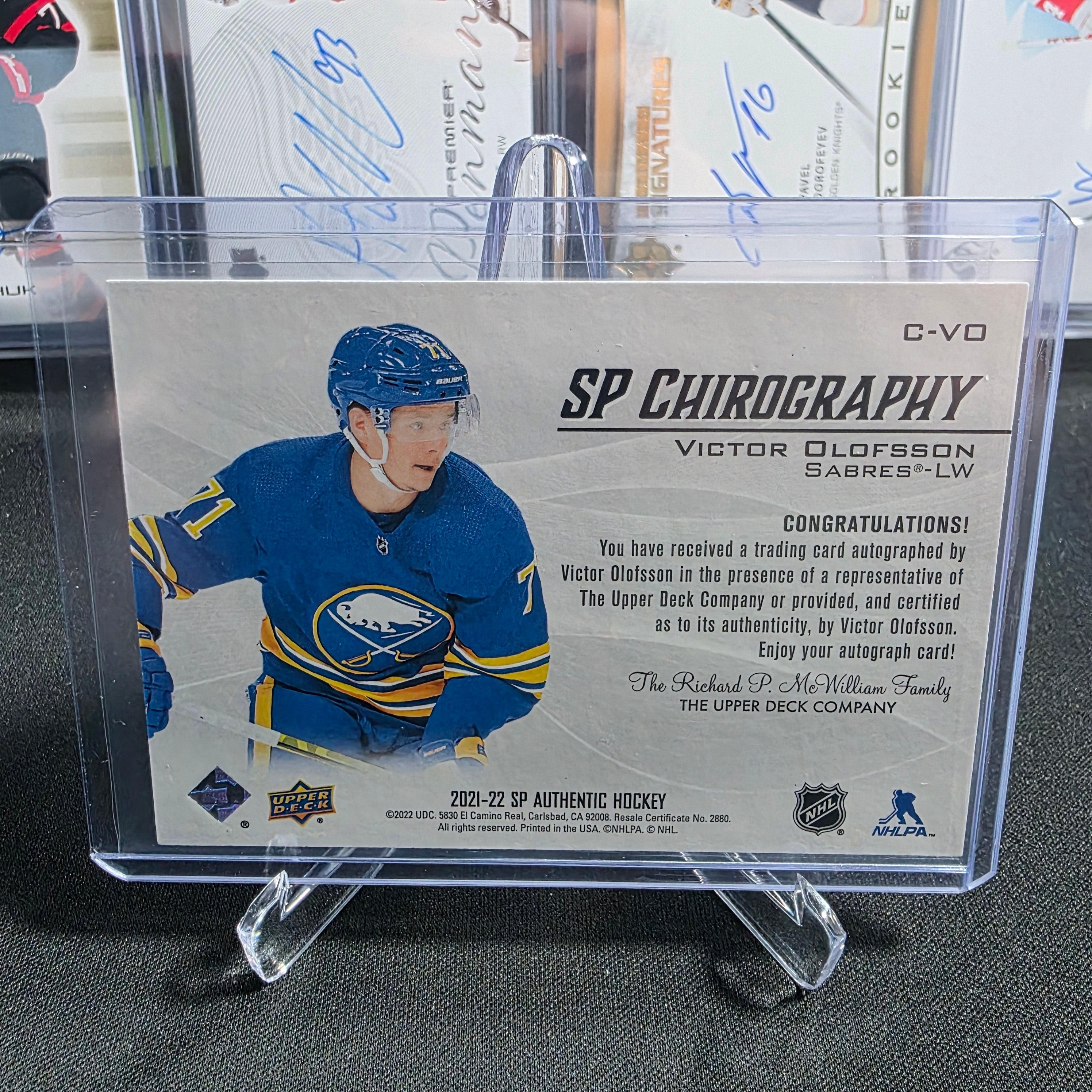 2021-22 SP Authentic Victor Olofsson C-VO SP Chirography Auto Buffalo Sabres