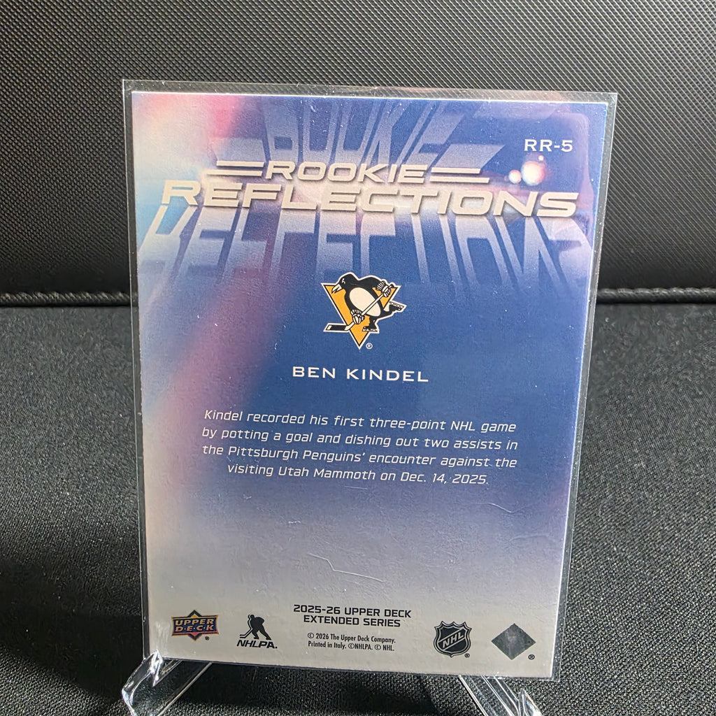 2025-26 Upper Deck Extended Series Rookie Reflections Ben Kindel RR-5 Penguins