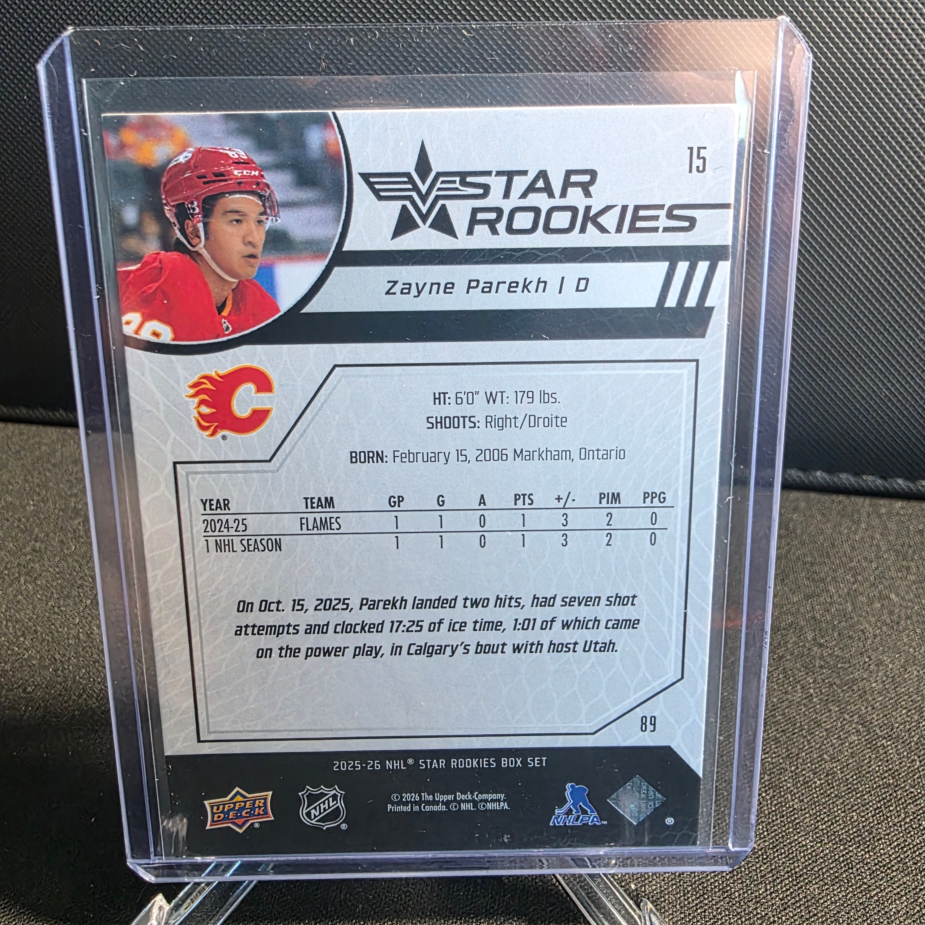 2025-26 Upper Deck Star Rookies Box Set 15 Zayne Parekh Calgary Flames